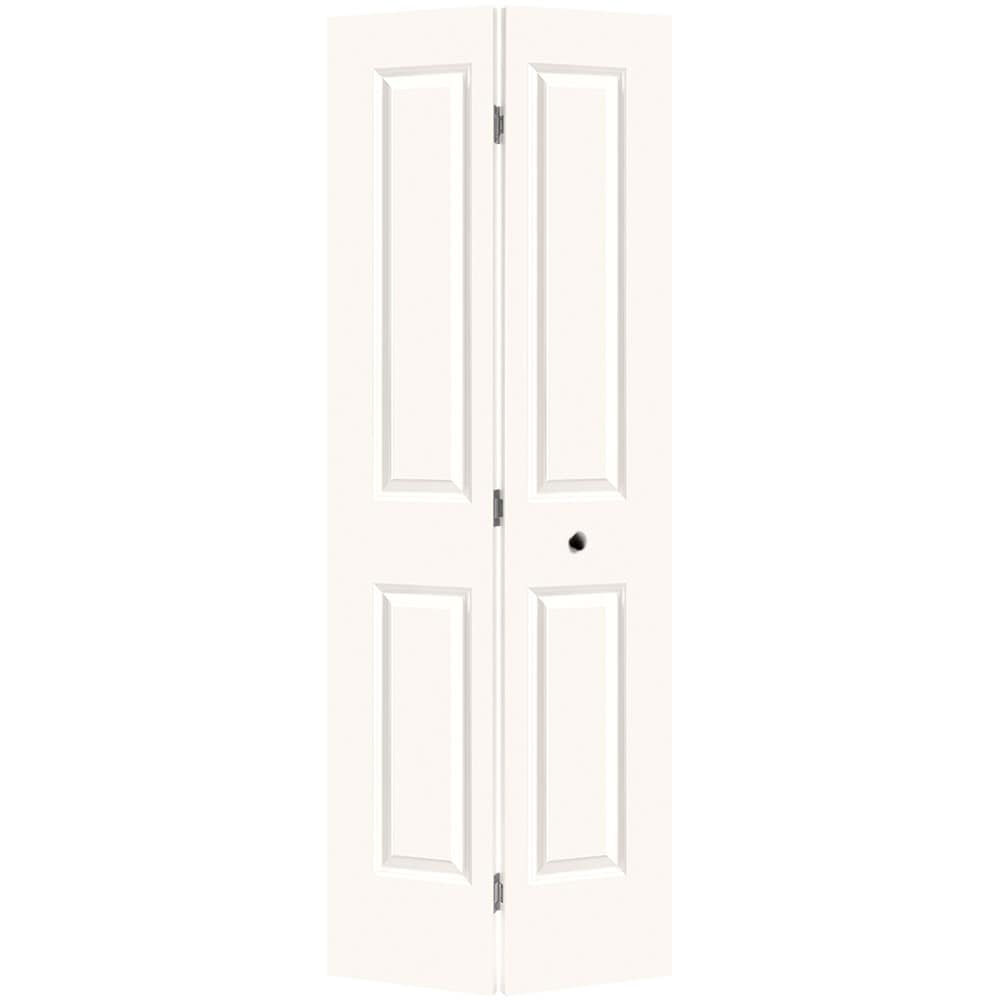Masonite 1316228 Traditional 30-in x 80-in Snowstorm 4 panel square Smooth Hollow core Prefinished Molded composite Closet Bifold Door ( Hardware Included )
