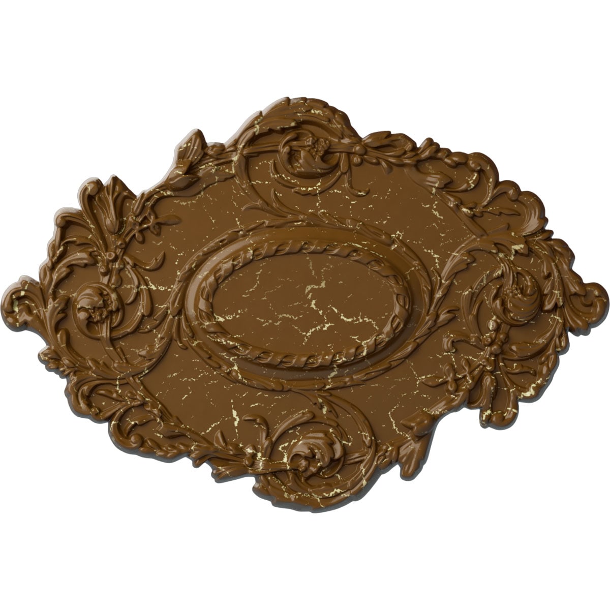 Ekena Millwork CM30KISTC Kinsley Flowing Leaf 16.875-in W x 30.375-in L Painted Smokey Topaz Crackle Polyurethane Whole Ceiling Medallion
