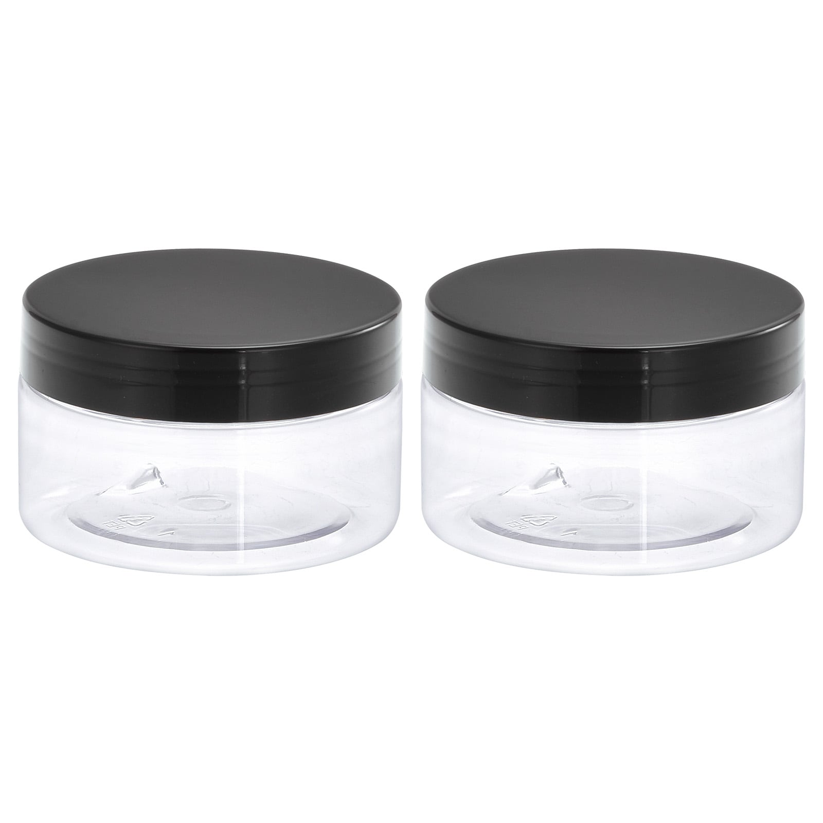 Unique Bargains Round Plastic Jars with Black Screw Top Lid 7oz/ 200ml Clear Empty Containers for Storage Organizing 2pcs #S25072801UX0091