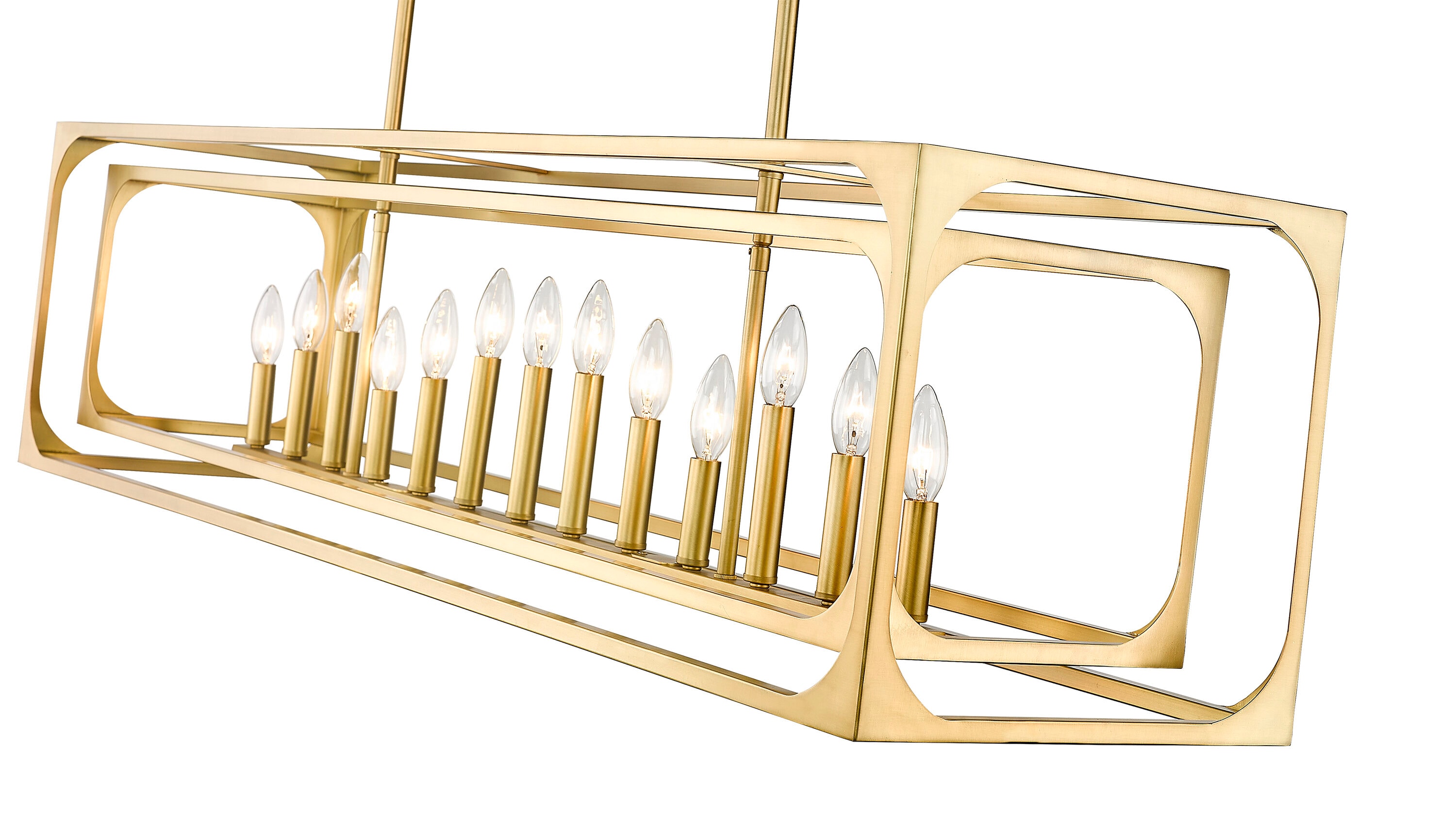 Easton Rubbed Brass 54" Linear Chandelier with Candelabra Bulbs