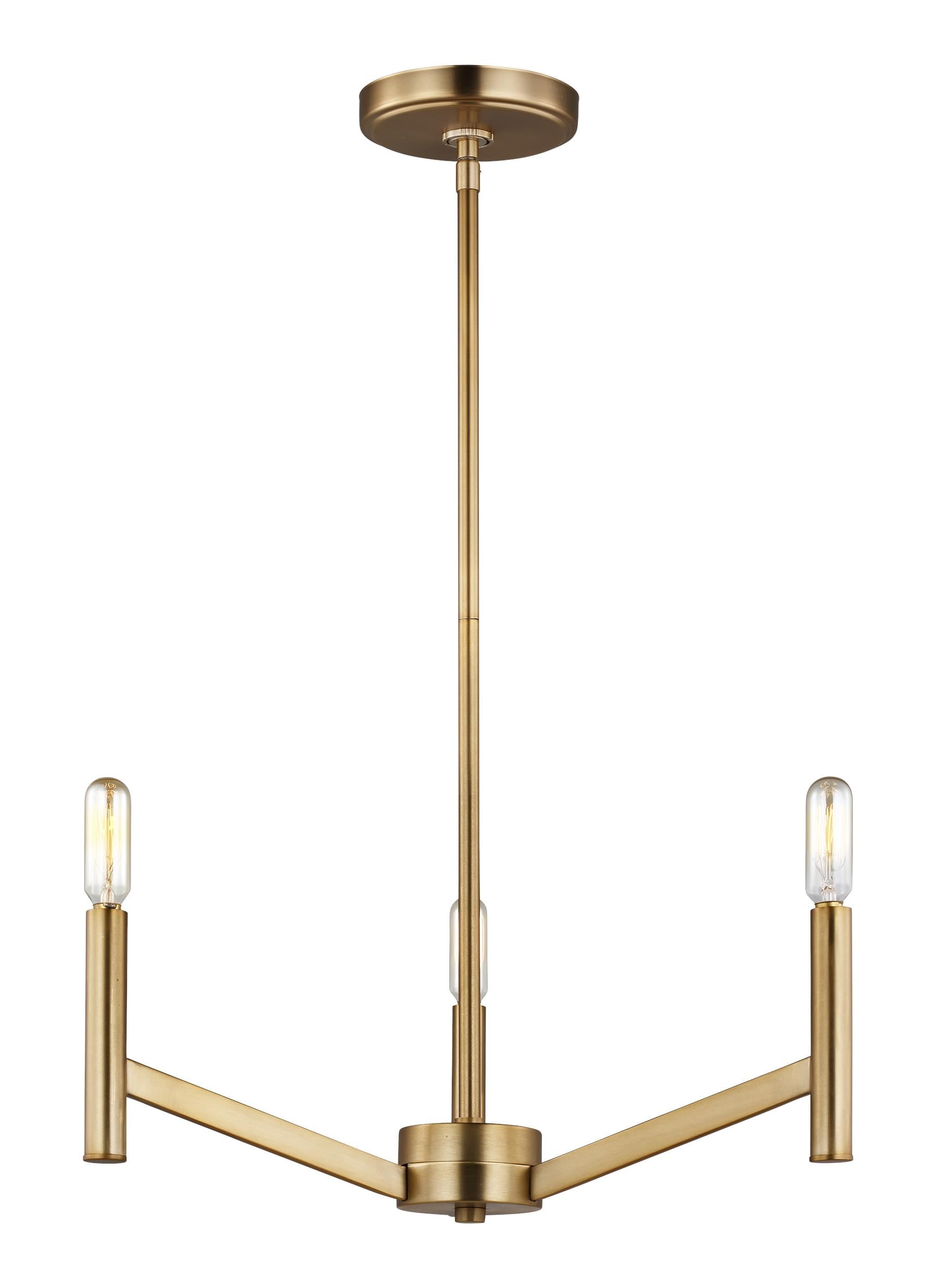 Generation Lighting 3124303-848 Vector 3 -Light Satin Brass Modern/contemporary For Use in Dining Rooms, Foyers, Living Rooms Chandelier