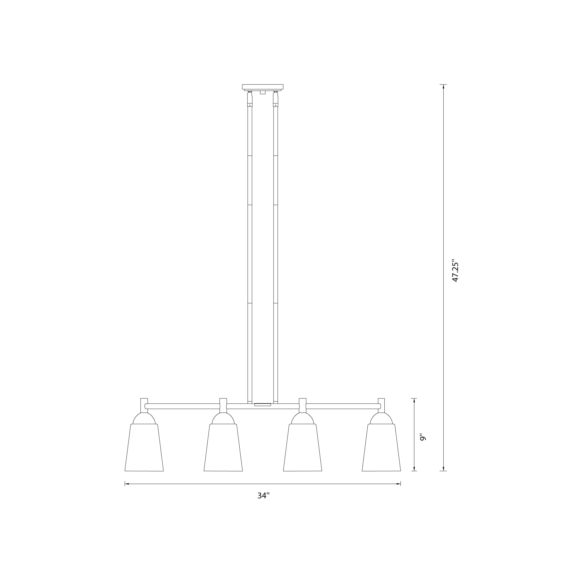 Malone Transitional Brushed Nickel 4-Light Island Pendant