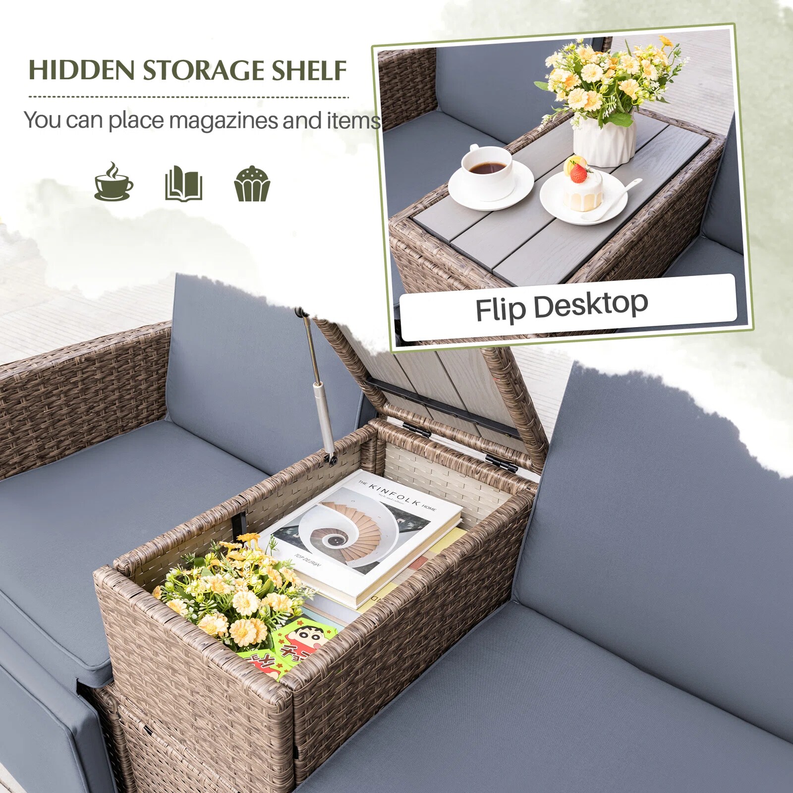 Vineego LS-LCRC23-0325-4GY Patio-Sofas-Daybeds - View #4