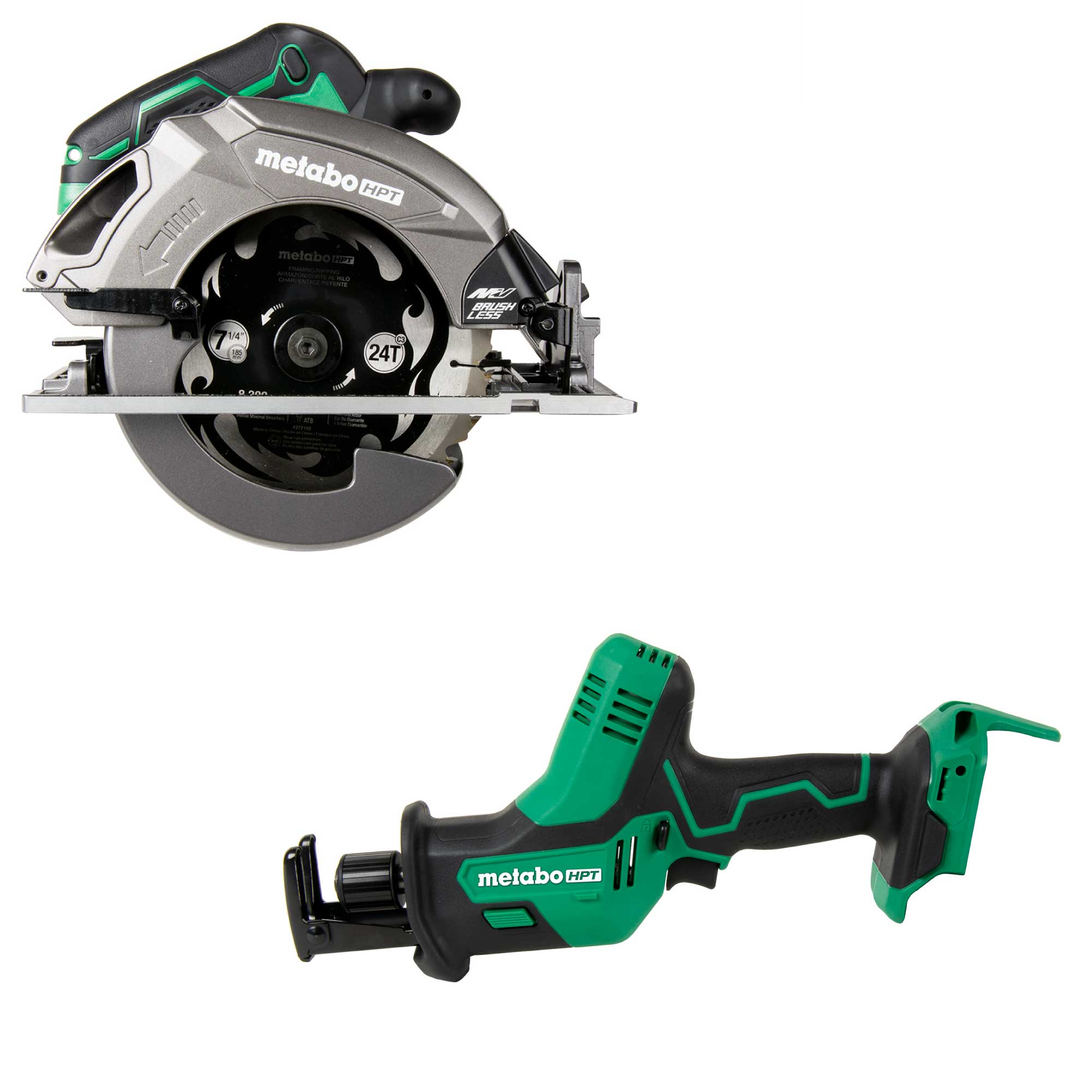 Metabo HPT MultiVolt 36-Volt 7-1/4-in Brushless Circular Saw with MultiVolt 18-volt Variable Speed Cordless Reciprocating Saw