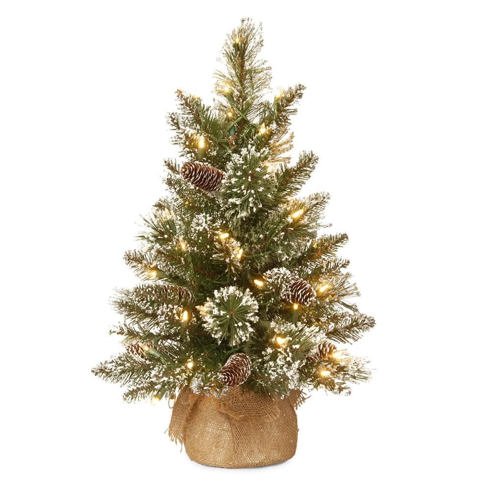 National Tree Company GB3-392-20-B1 2-Feet Pine Pre-lit Artificial Christmas Tree with White LED Lights