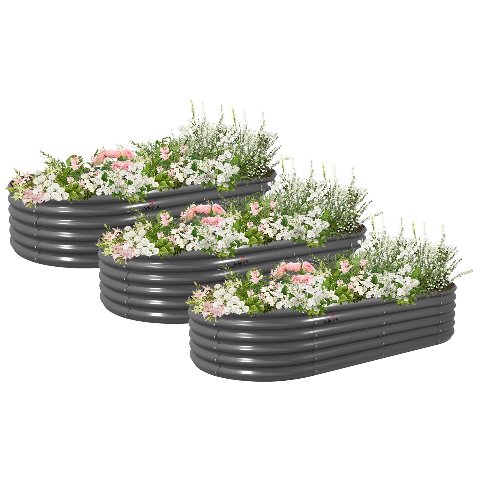 Runesay GARBED-17 48-in W x 96-in L x 18-in H Gray Galvanized Metal Raised Garden Bed