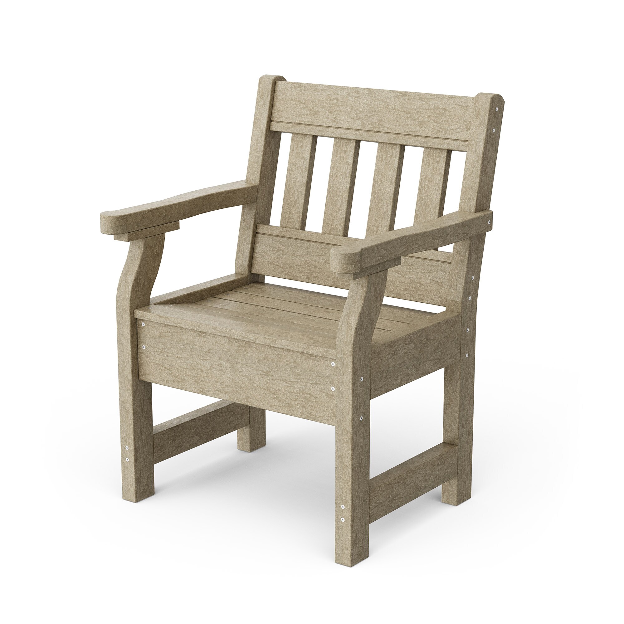 Wildridge LCC-123-WW Heritage Garden Weathered Wood HDPE Frame Stationary Conversation Chair with Slat Seat