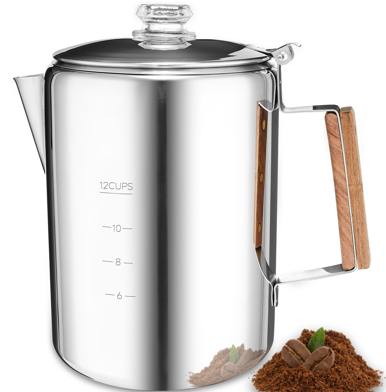 DHMHD Camping Percolator Coffee Pot 12 Cup Stainless Steel Stove Top ...