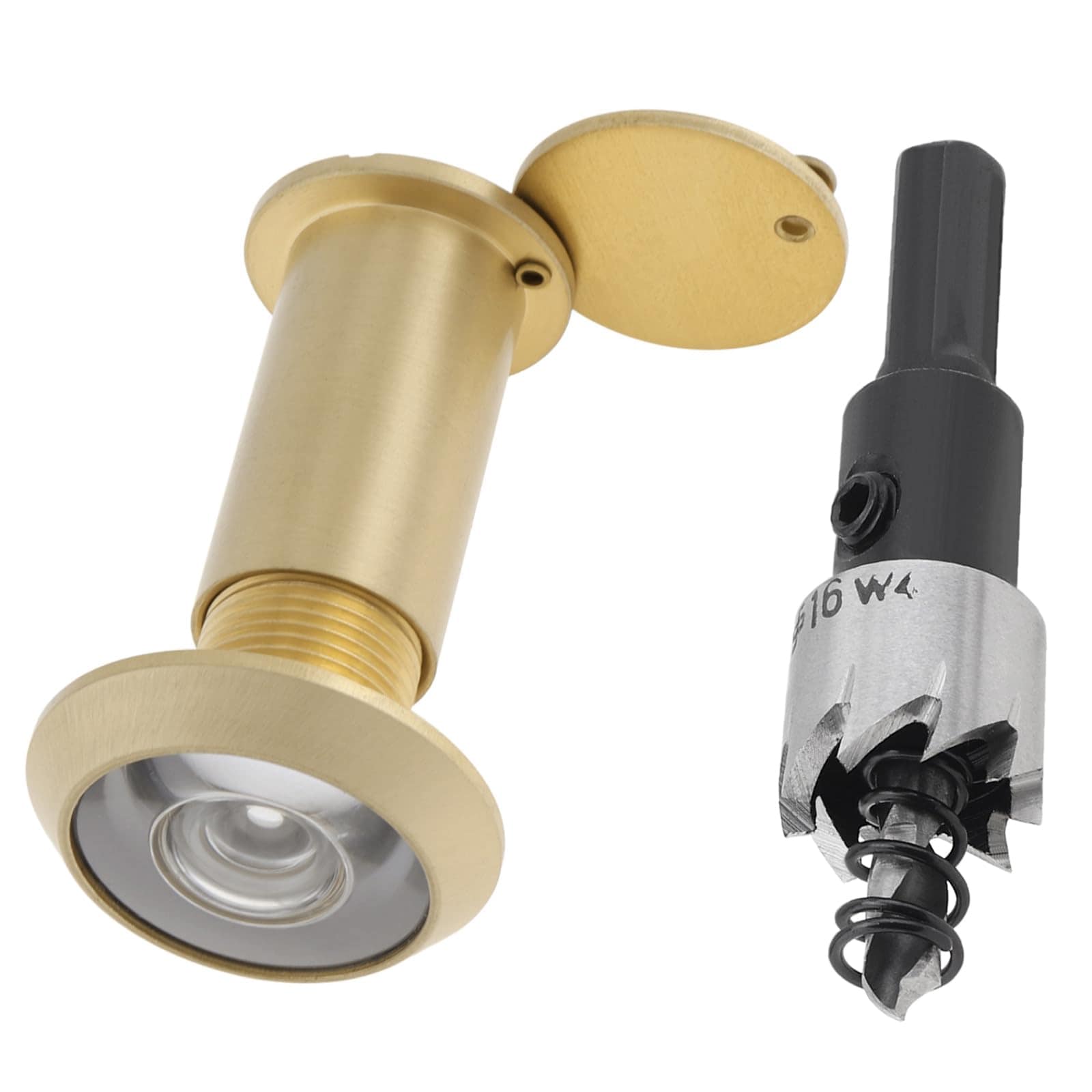 LILILIAN FMY Solid Brass Door Viewer Peephole 200 Degree Wide Angle with 16 MM Drill Bit and Heavy Duty Privacy Cover Fits Doors One and Three #LRO0824O670