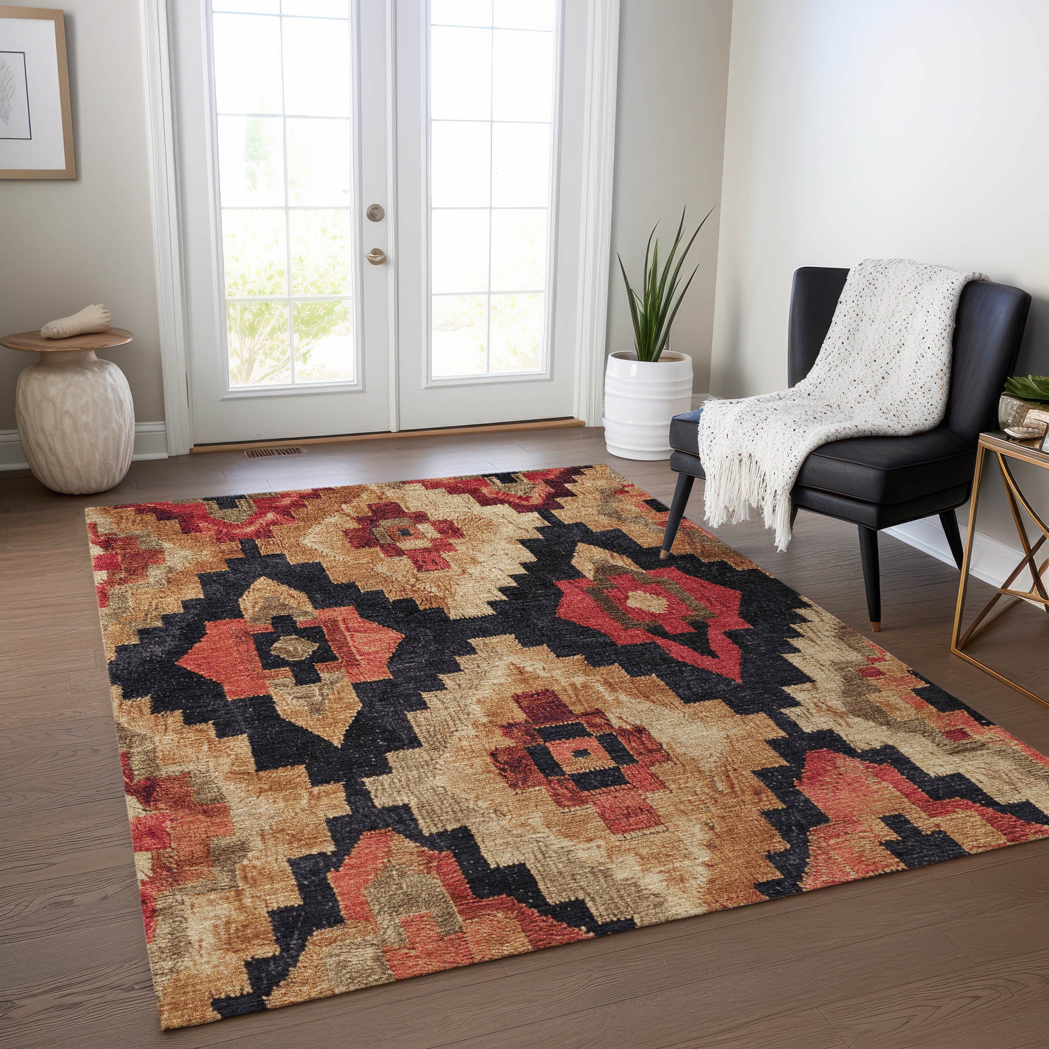 Addison Rugs ACN1894RU3X5 Chantille ACN1894RU 3 x 5 (ft) Loomed Rust Rectangular Indoor/Outdoor Geometric Machine washable Pet Friendly Area rug