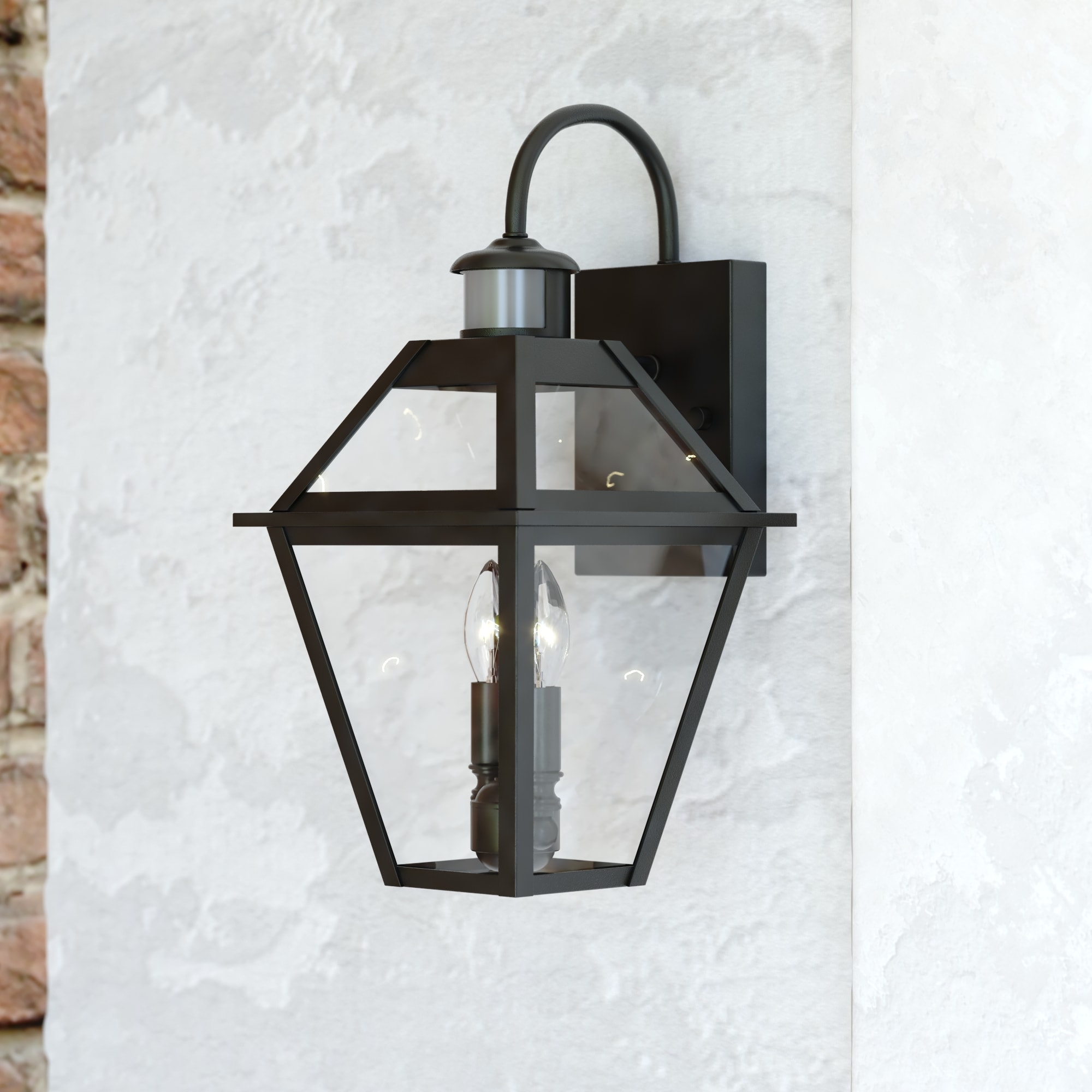 Cascadia T0597 Nottingham 2 -Light 17.25-in H Matte Black Hardwired Motion Sensor Dusk to Dawn Outdoor Wall Light