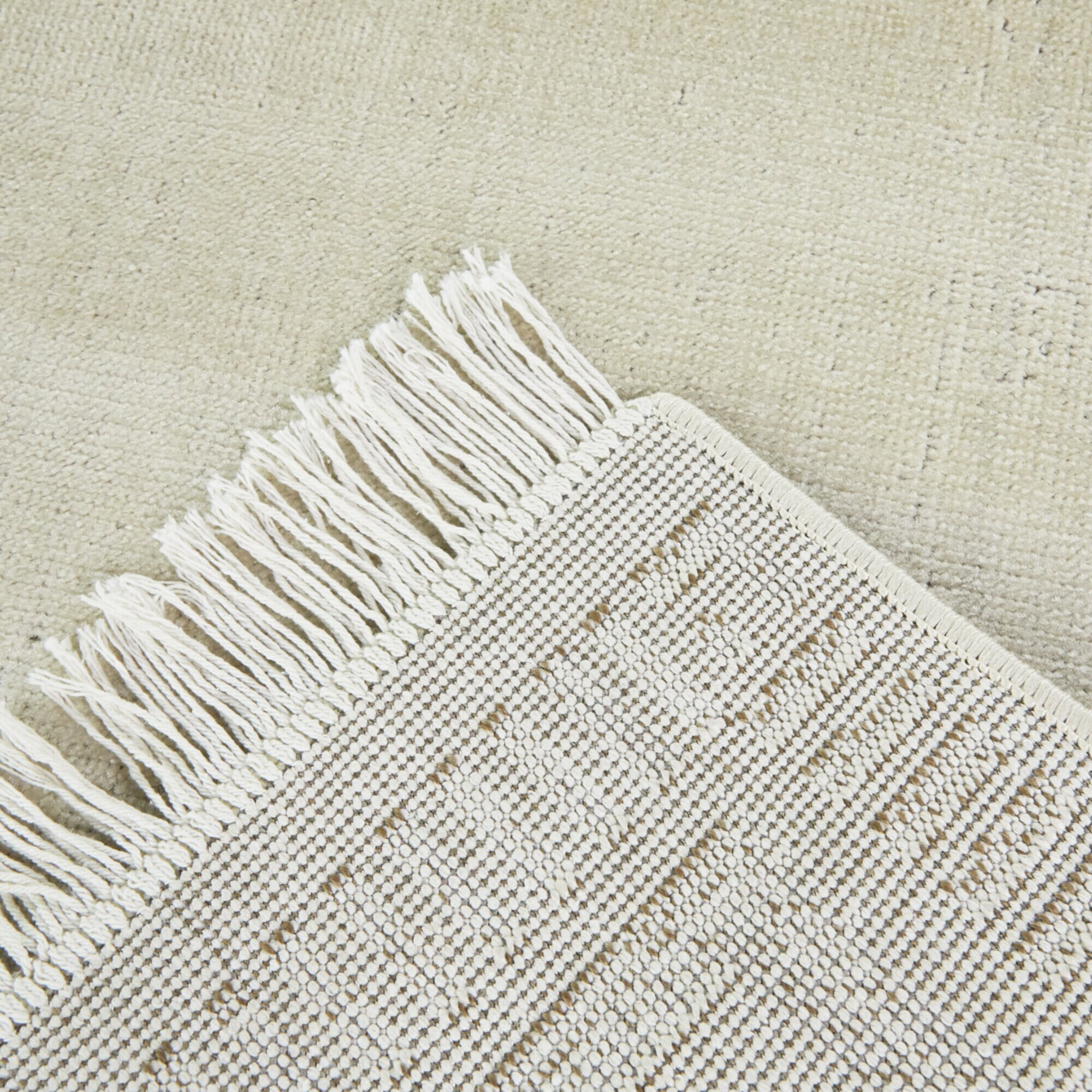 Cream and Brown Flat Woven Cotton Synthetic Rectangular Area Rug