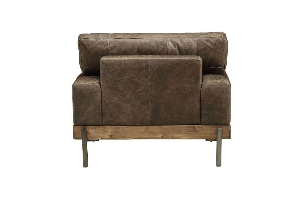 Silchester Distressed Chocolate Leather and Oak Accent Chair