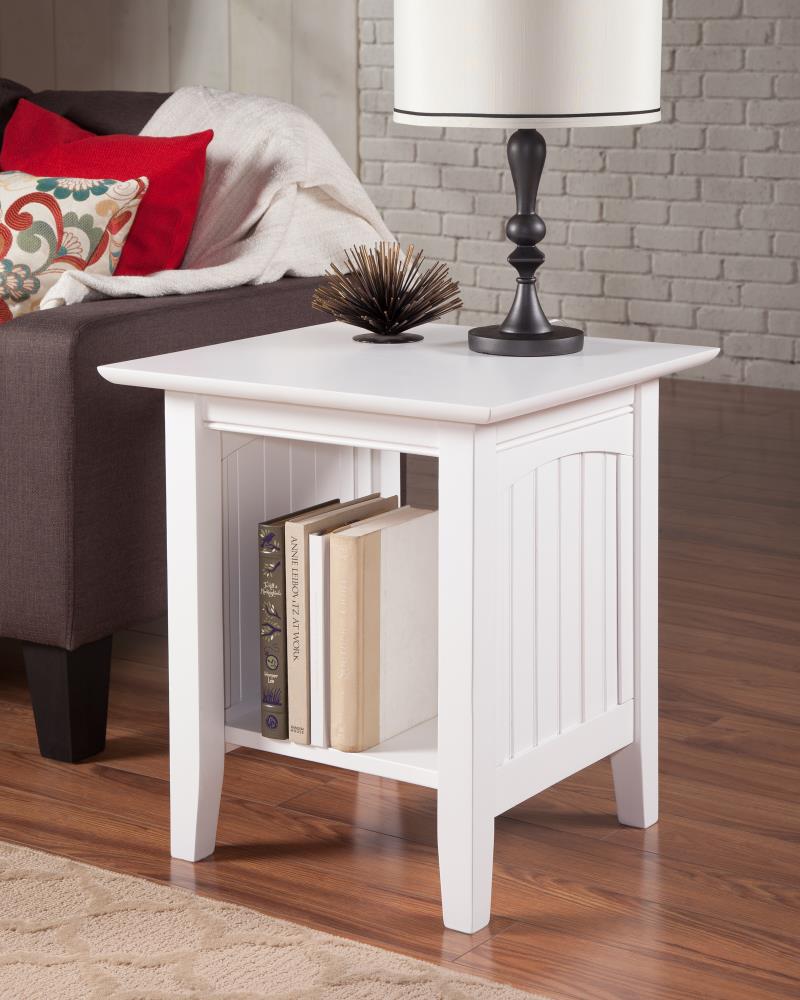 AFI Furnishings AH14302 Nantucket 20-in W x 22-in H White Wood Square Coastal End Table with Storage Assembly Required
