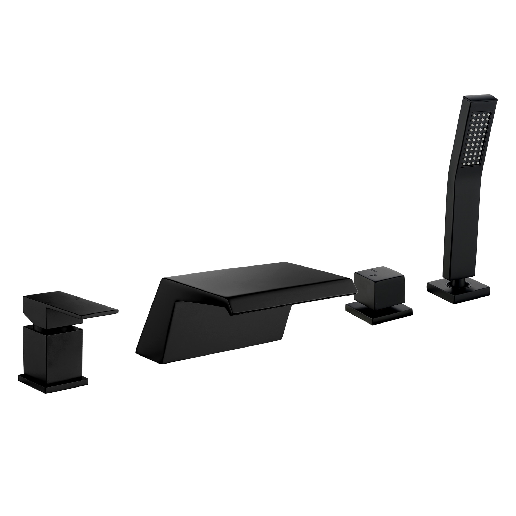Nestfair SMD721B Black 2-handle Deck-mount Roman Waterfall Bathtub Faucet with Hand Shower ( Valve Included )