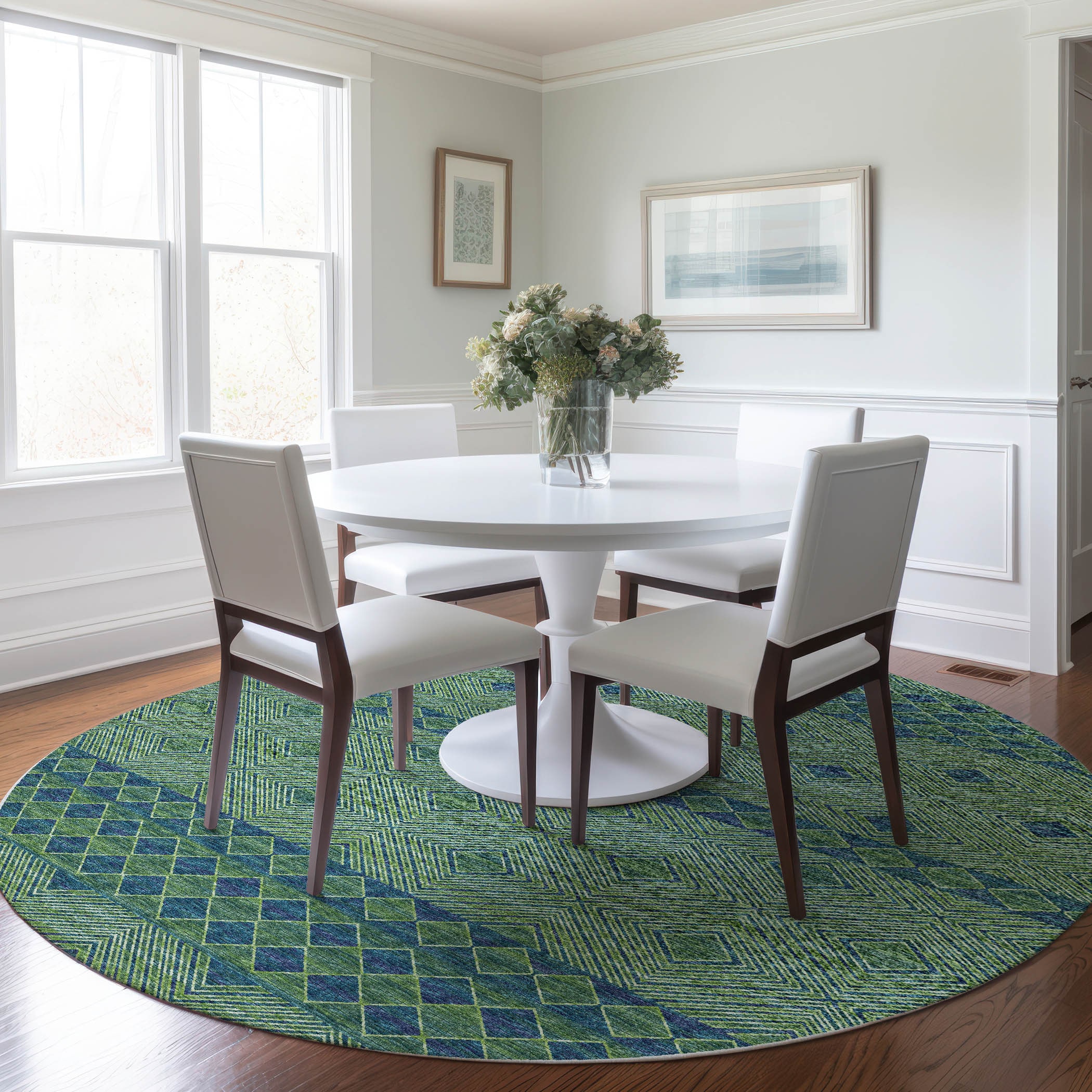 Addison Rugs AMF107GN8RO Mayfield AMF107GN 8 x 8 (ft) Loomed Polyester Green Round Indoor Abstract Machine washable Area rug