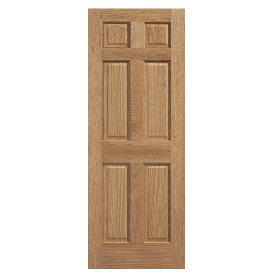 JELD-WEN 99428 6 Panel Oak 30-in x 80-in Unfinished 6-panel Solid Core Unfinished Oak Wood Slab Door