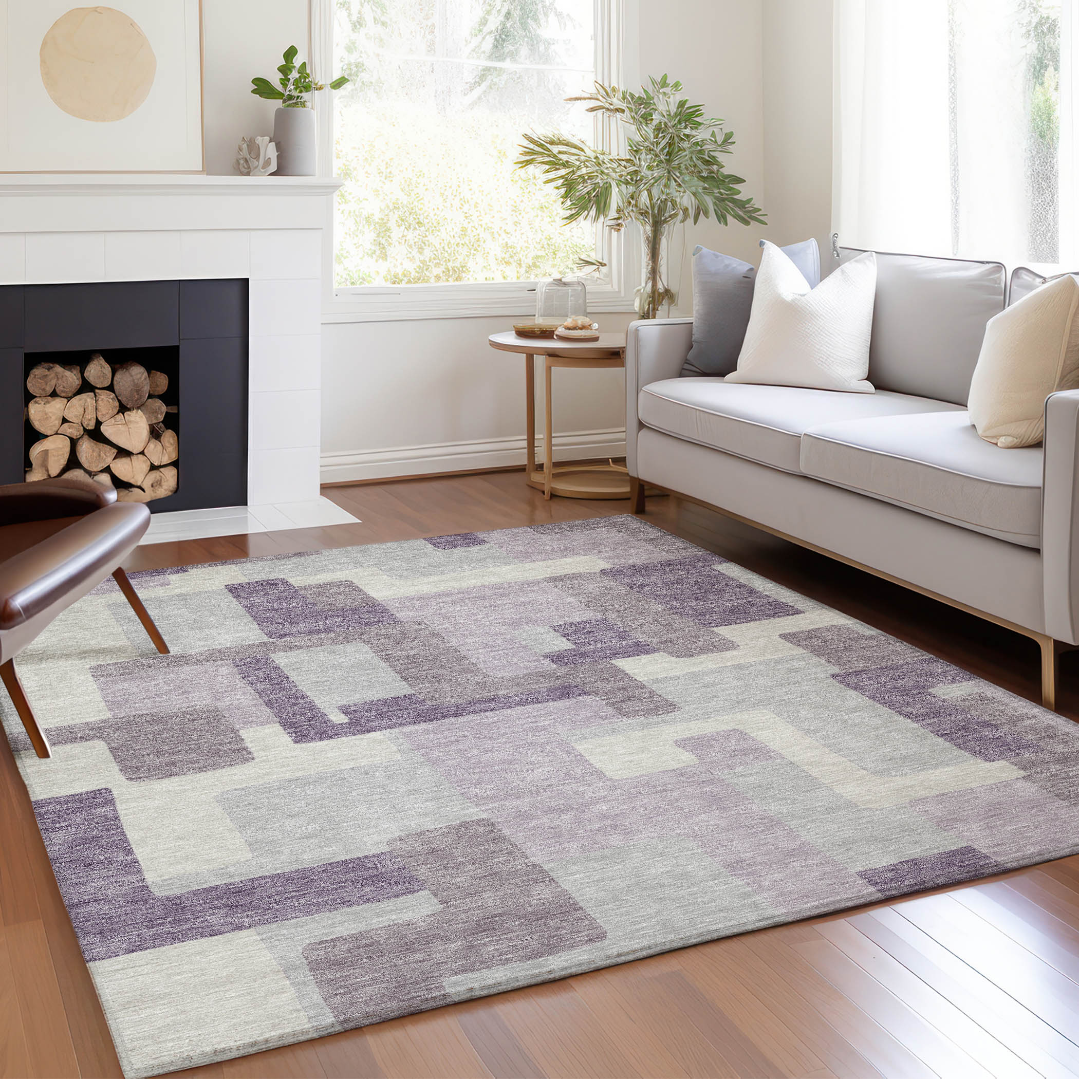 Addison Rugs ACN740LV3X5 Chantille ACN740LV 3 x 5 (ft) Polyester Lavender Rectangular Indoor/Outdoor Geometric Machine washable Area rug