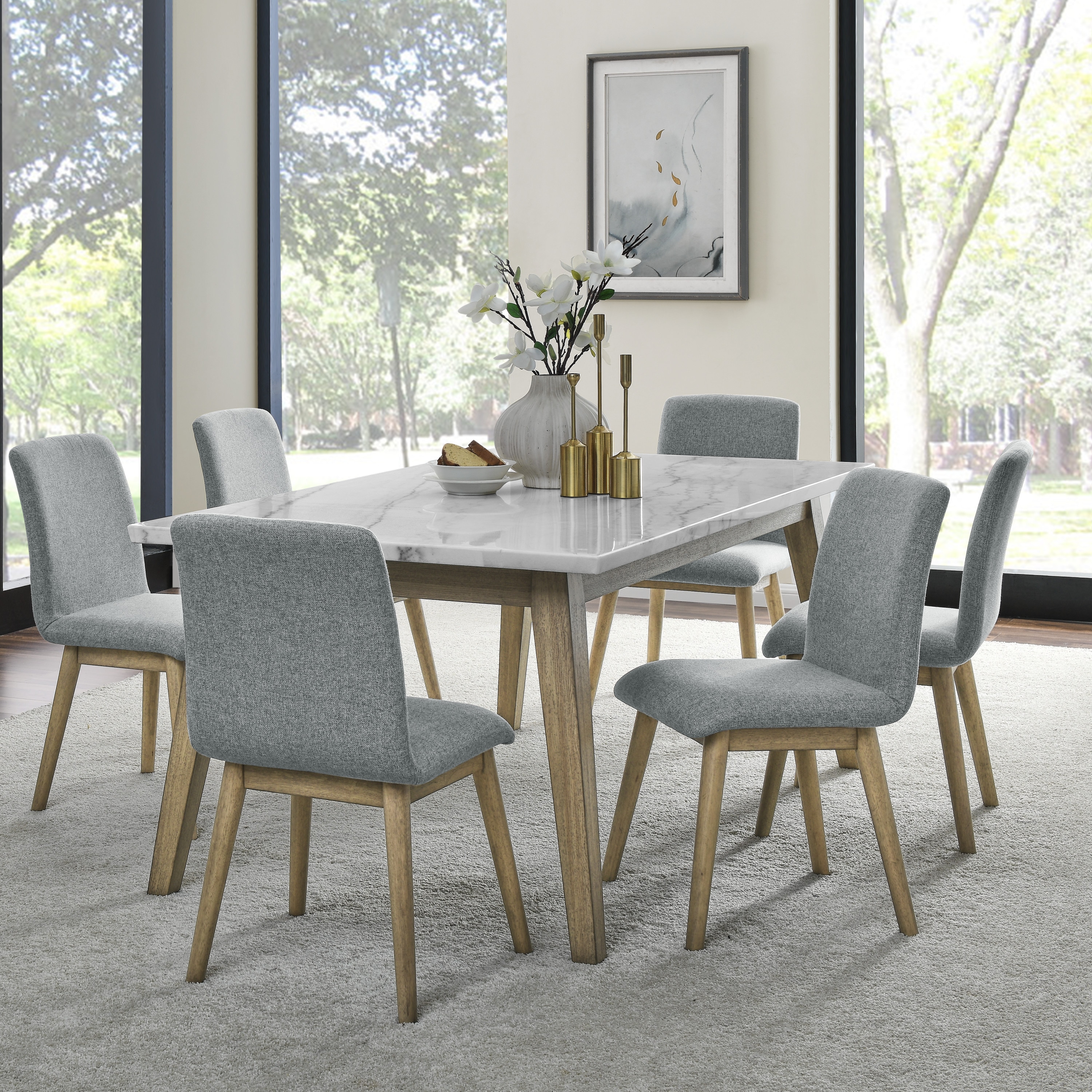 Steve Silver VD500-D5PC Gray Transitional Dining Room Set with Rectangular Table ( Seats 4 )