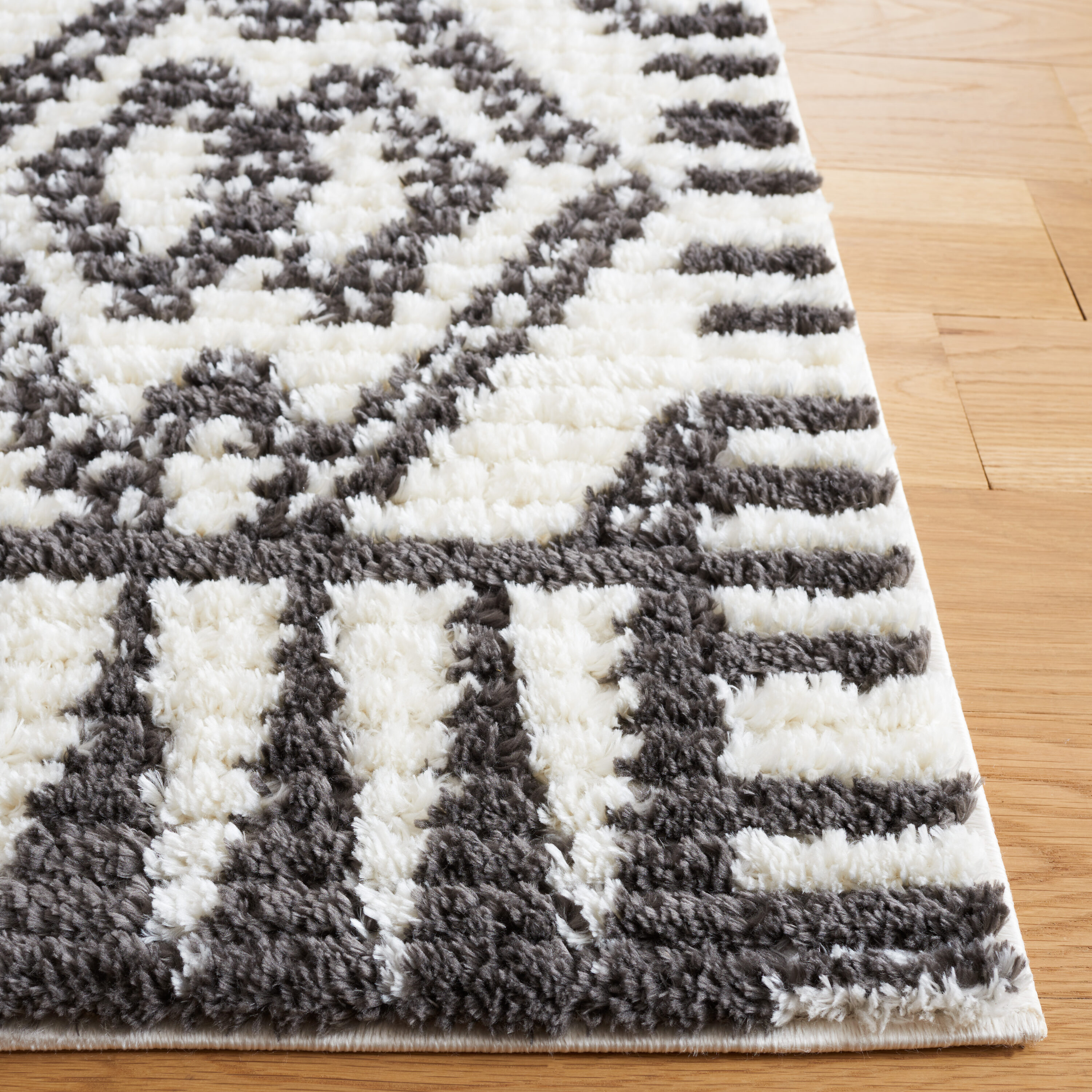 Ivory and Dark Grey Synthetic 9' x 12' Reversible Area Rug