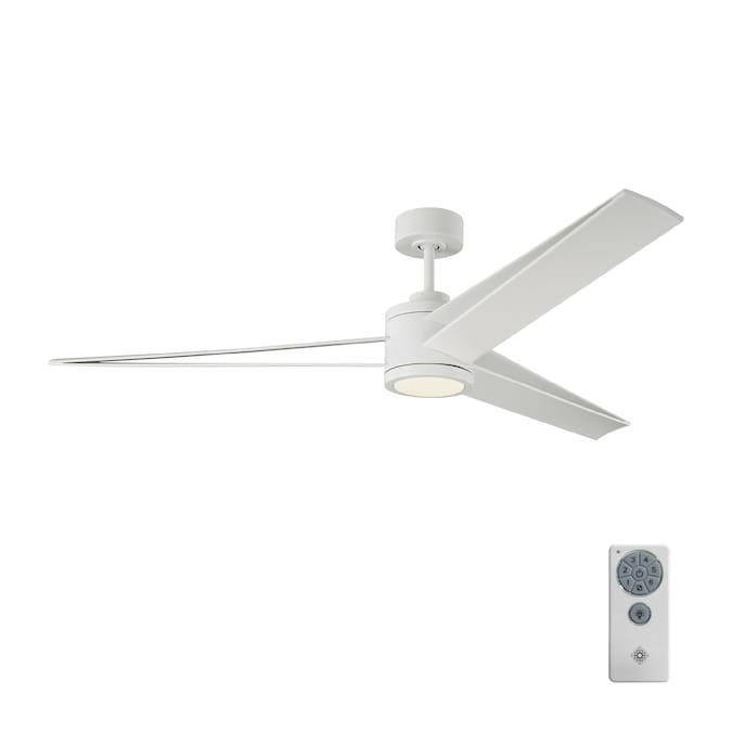 Monte Carlo Armstrong 60 In Matte White Led Indoor Outdoor Ceiling Fan With Light Remote 3 Blade The Fans Department At Com - Outdoor Ceiling Fans With Remote White