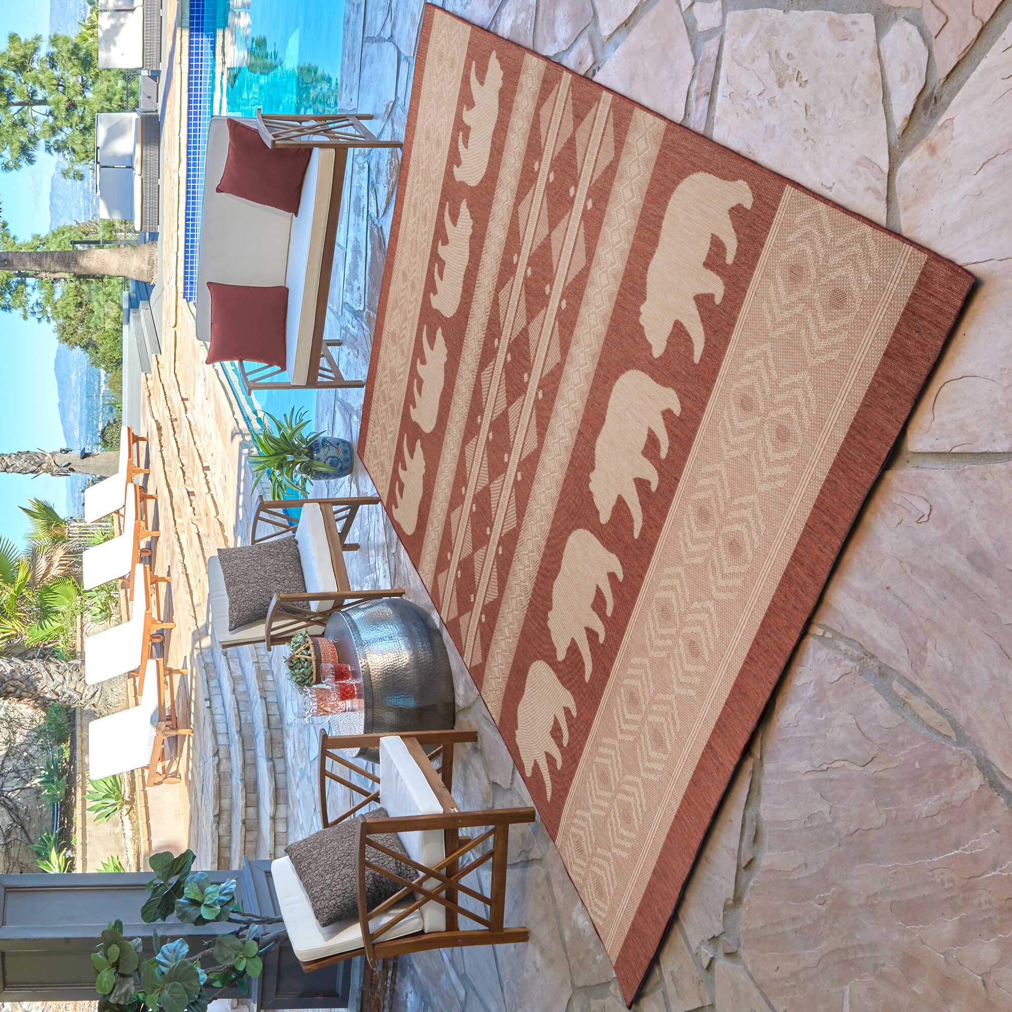 GERTMENIAN 19541 Paseo Orin 6 x 10 (ft) Polypropylene Orin Terra Sand Rectangular Indoor/Outdoor Abstract Rustic Area rug