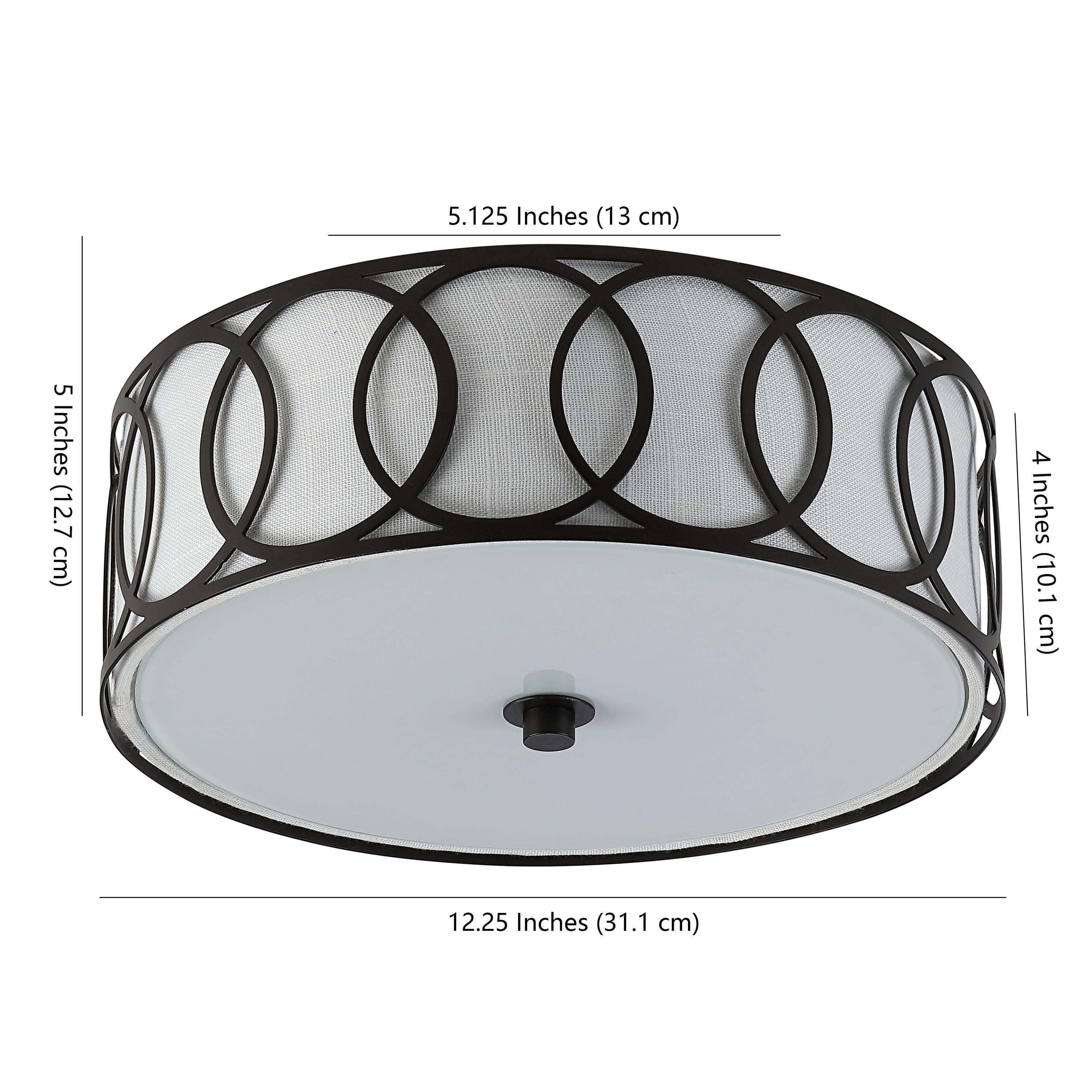 Eloise 12.25" Linen Drum Flush Mount in Oil Rubbed Bronze