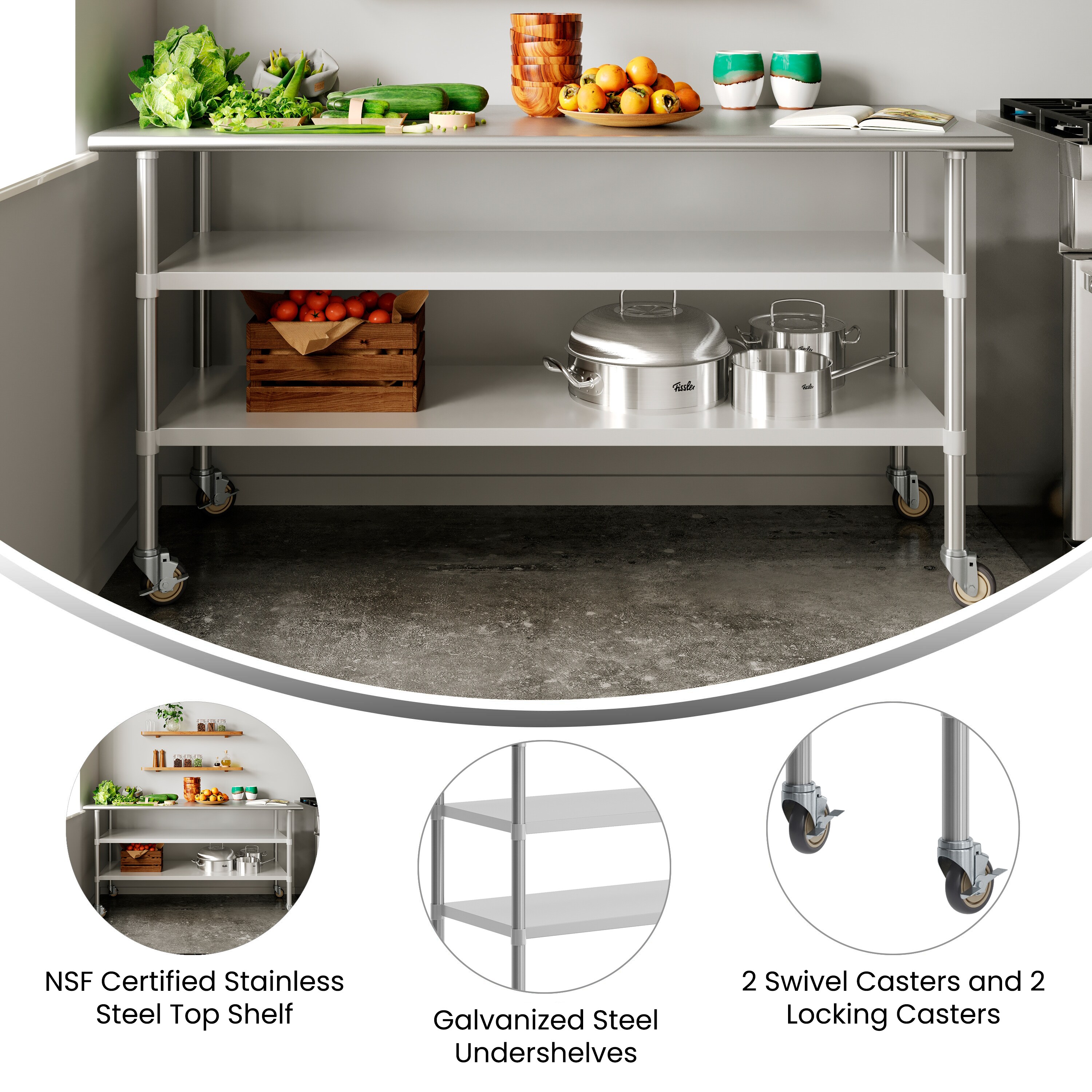 Flash Furniture Reader NSF Certified Stainless Steel Prep and Work ...