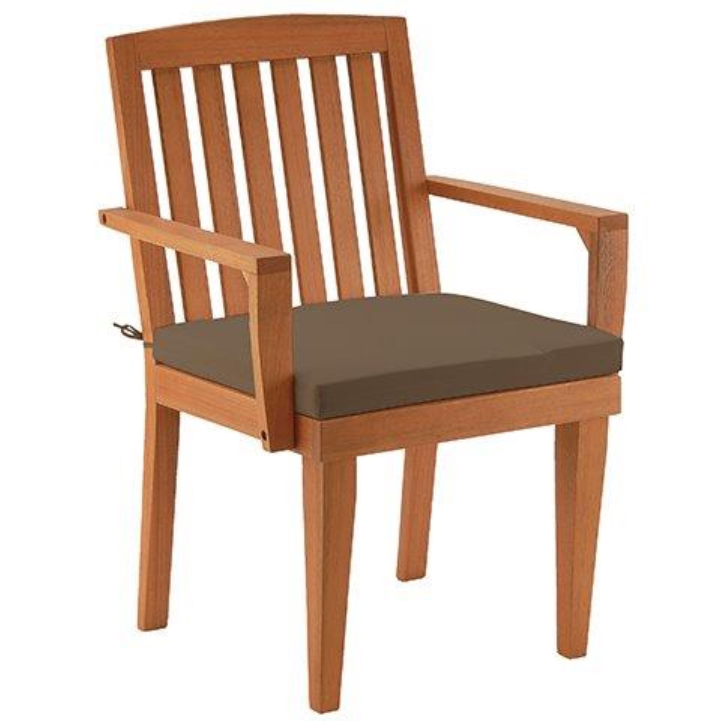 National Outdoor Living KI44-FSCAR2426C Grandis Natural Wood Frame Stationary Dining Chair with Brown Cushioned Seat
