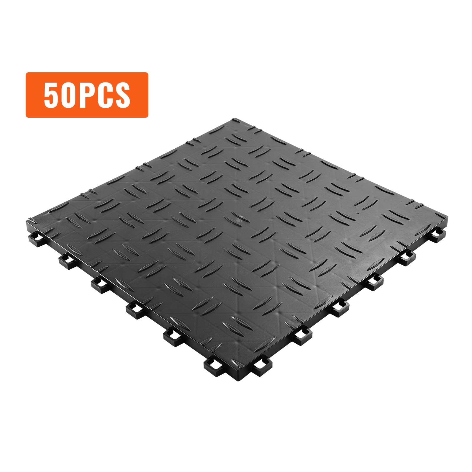 VEVOR PVCDB-BK50P000001V0 12-in x 12-in Diamond Polypropylene Interlocking Garage Floor Tile ( 50-sq ft ) 50 -Pack
