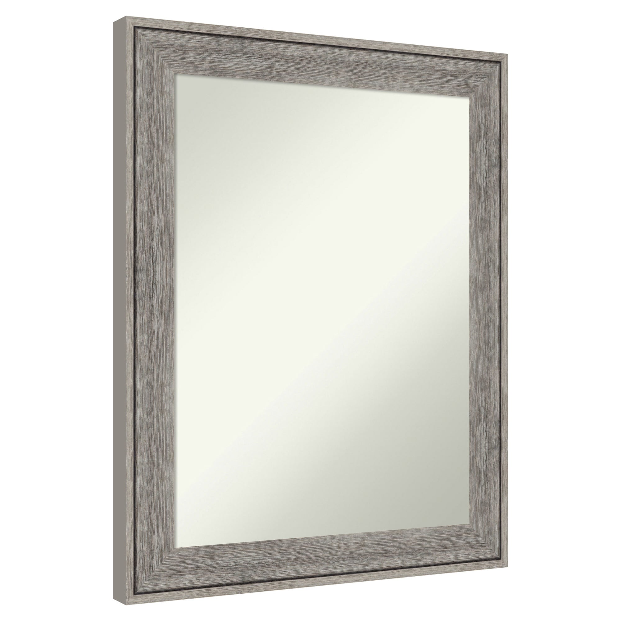 Amanti Art - Non-Beveled Mirror Regis Barnwood Grey Framed Wood Bathroom Wall Mirror 28.75 x 22....