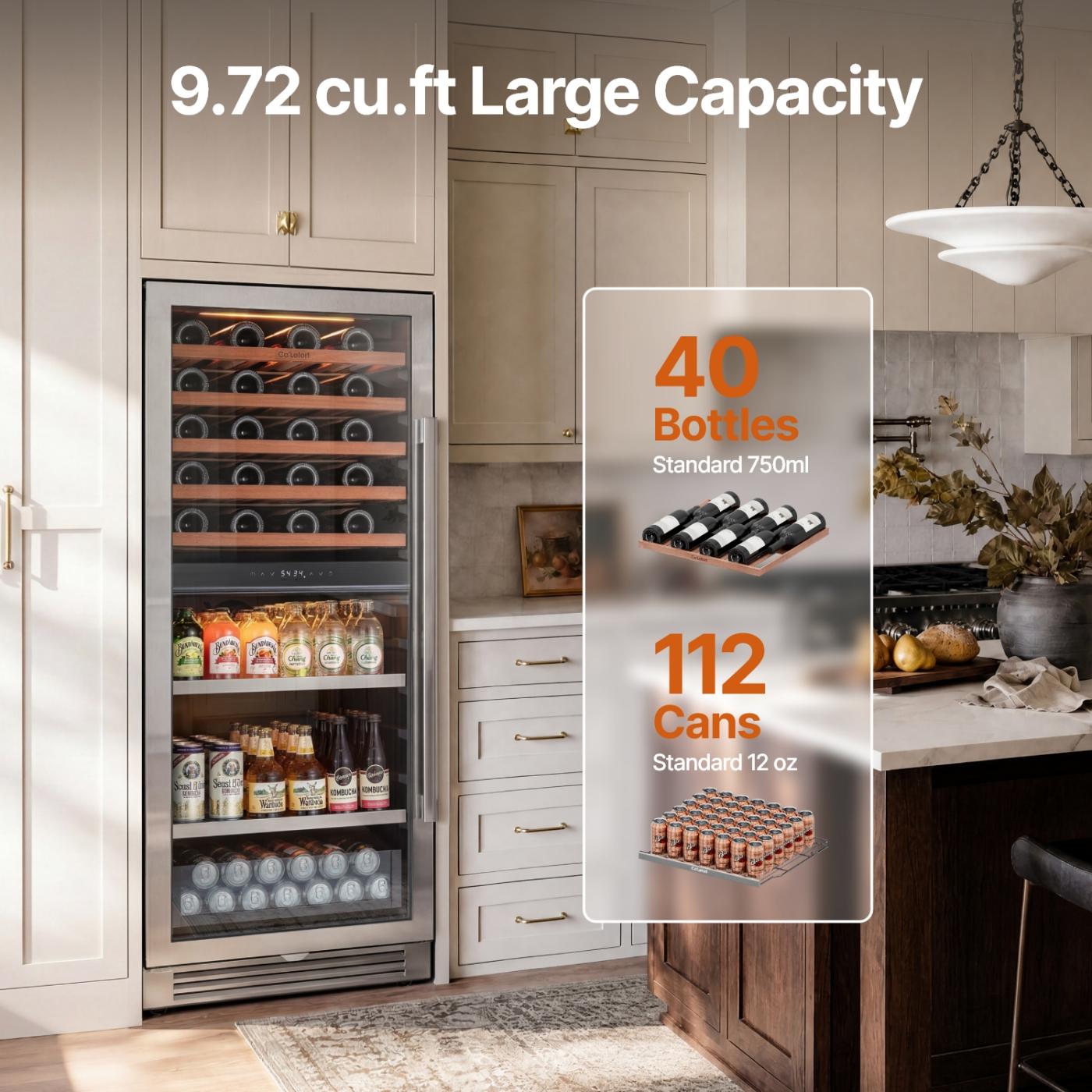 Ca’Lefort 40 Bottle and 112 Can Dual Zone Beverage and Wine Cooler Built In or Freestanding Beverage and Wine Fridge With Efficient Refrigeration Low Noise Low Energy Consumption Dual Zone Independent Temperature Control Sansujyuku sansujyuku.com