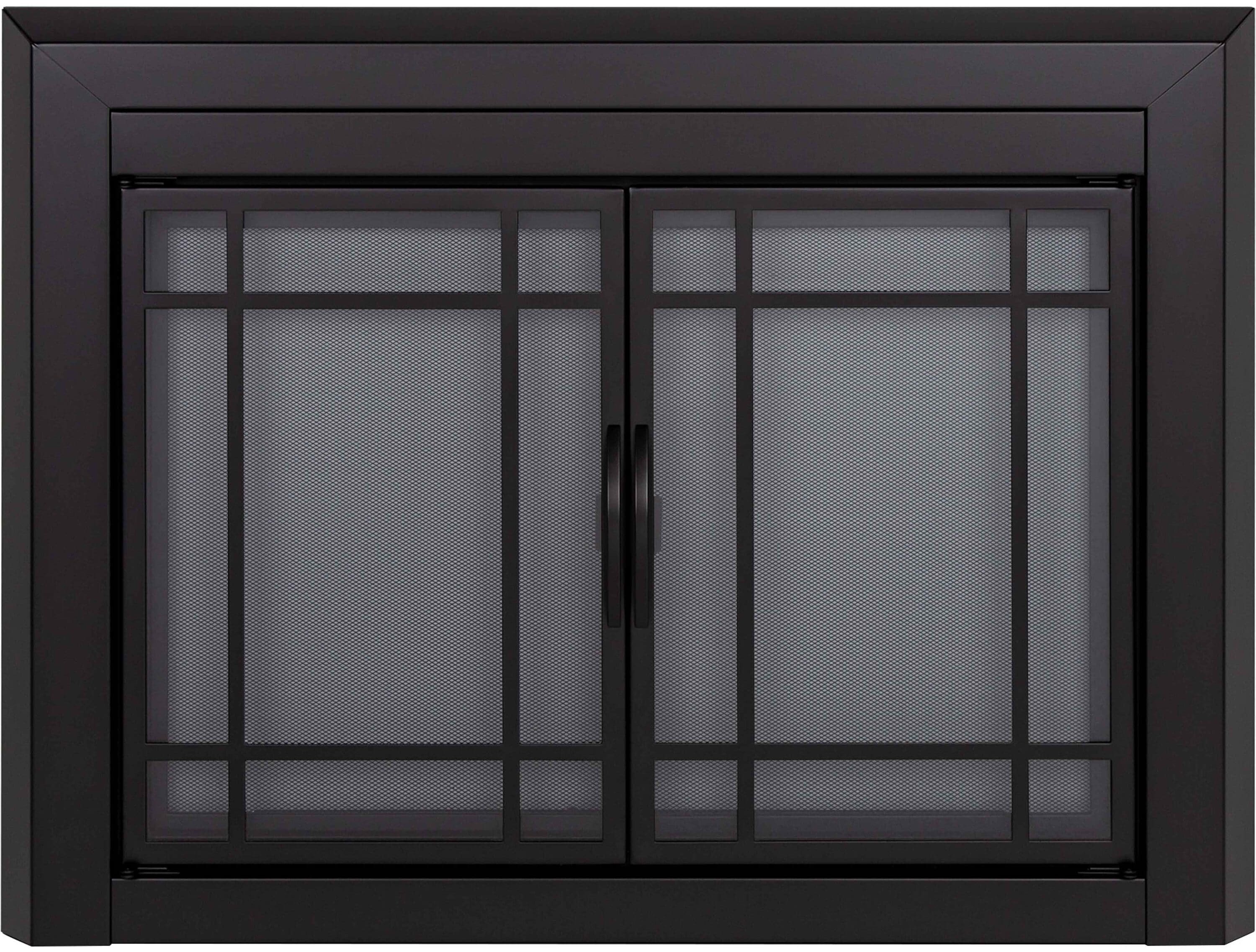 Pleasant Hearth Easton Black Large Cabinet-style Fireplace Doors with Smoke Tempered Glass EA-5012 Sansujyuku sansujyuku.com