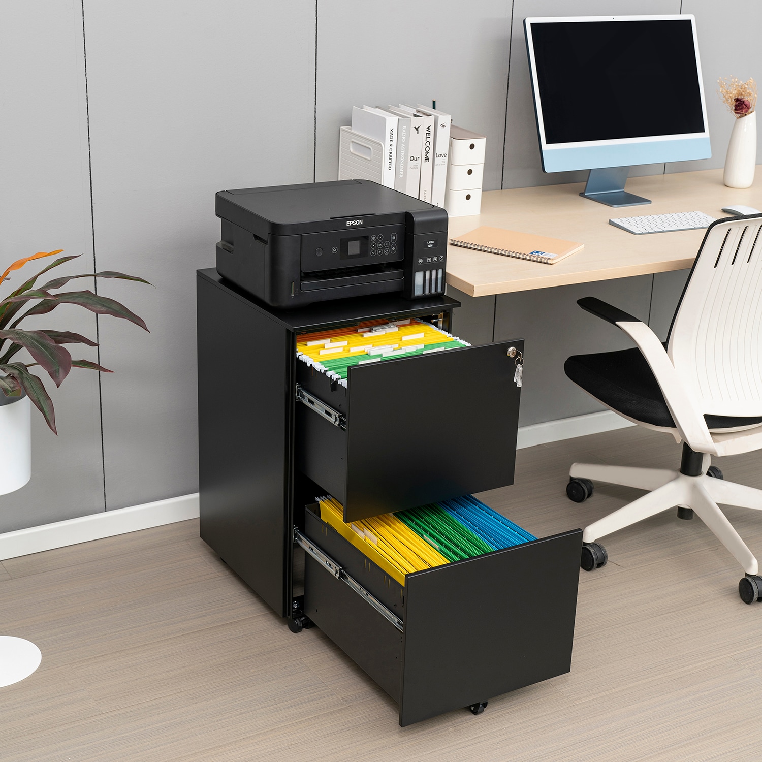 Mondawe MO-HW65987BK Black 2 -Drawer 15.35-in File Cabinet