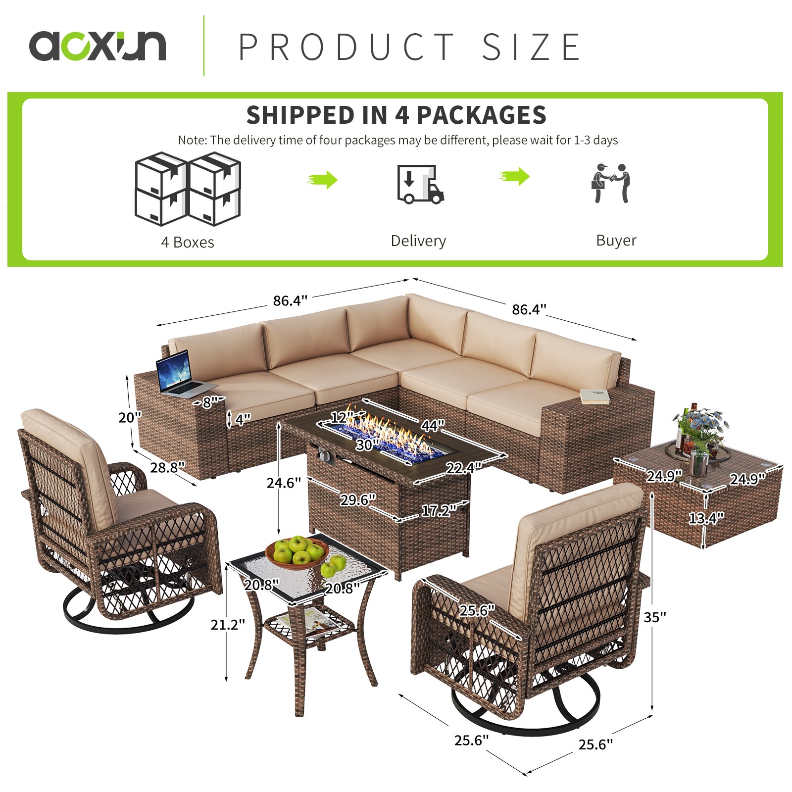 AOXUN G12039BU2AB+026BR Patio-Conversation-Sets - View #7