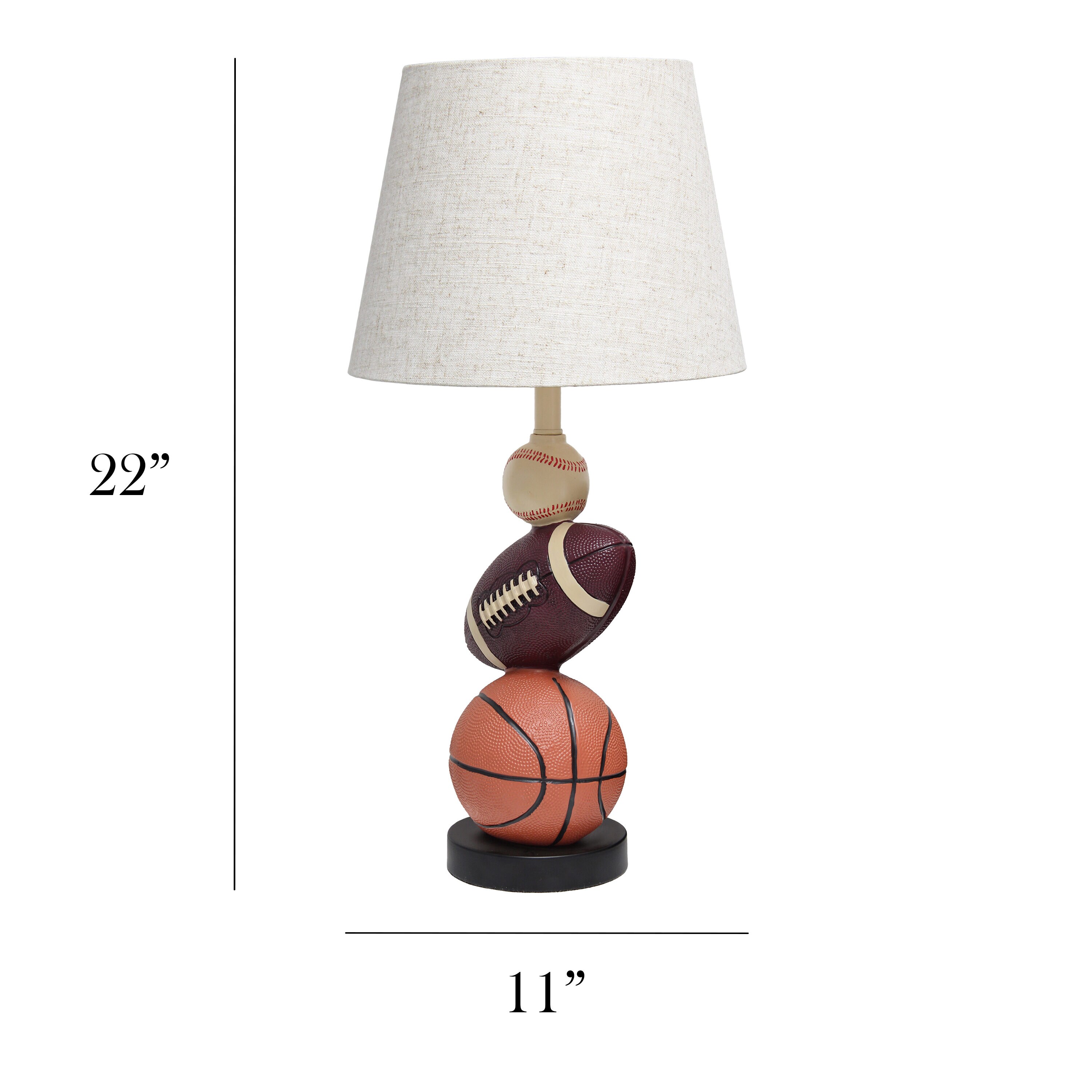 22" White Polyresin Sports Combo Table Lamp for Kids