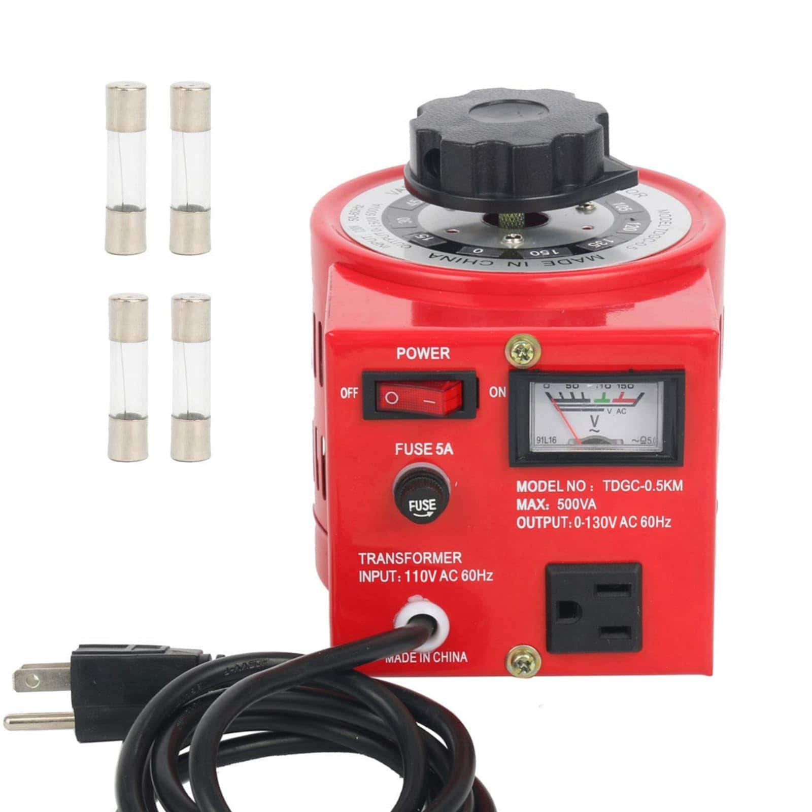 Etokfoks  110VAC Input 0 130VAC Output Power with Adjustable Voltage Output Volt Meter Over Voltage Protection 500W