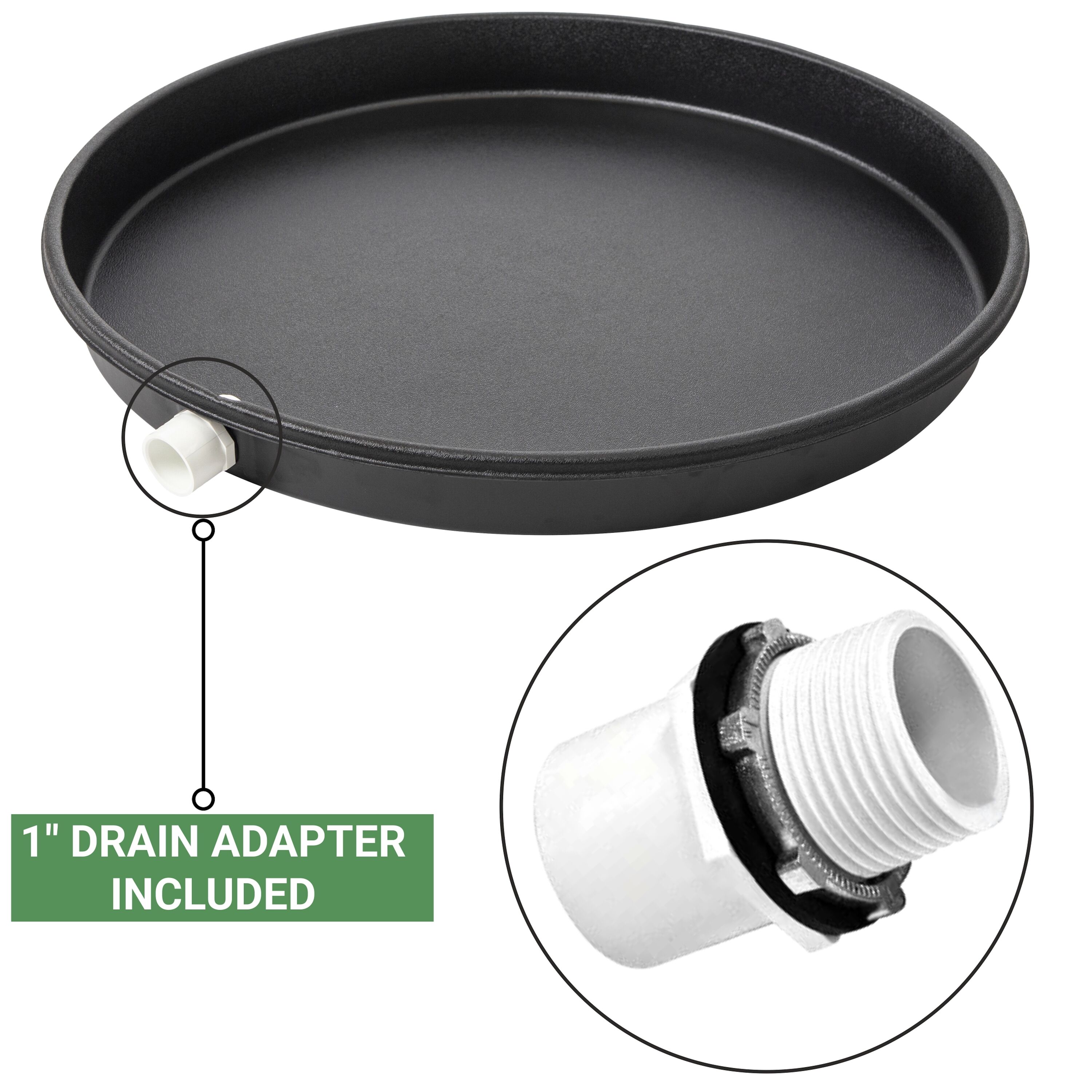 24 in. Unique Black Water Heater Pan in Plastic - Bed Bath & Beyond -  39111643