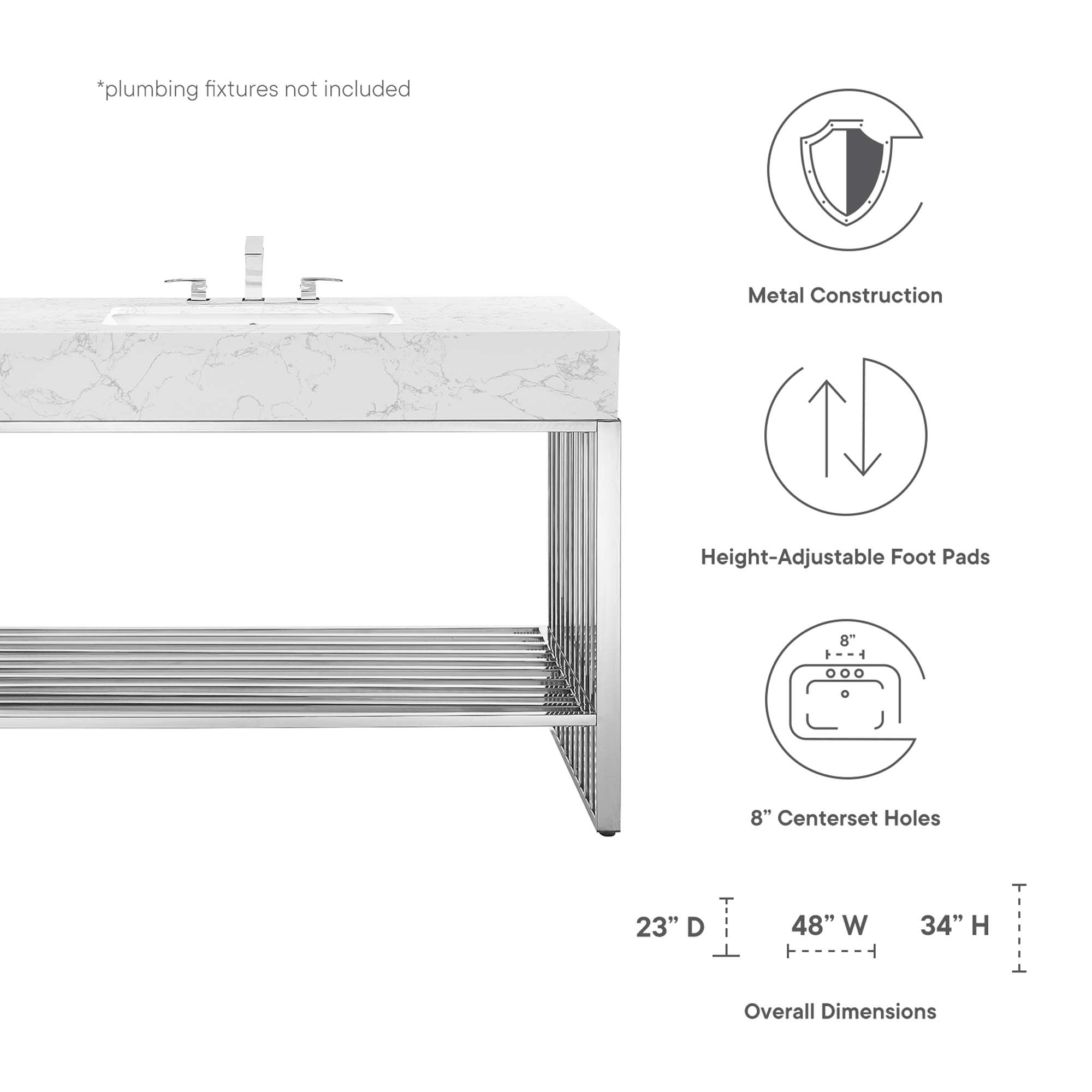 Modway EEI-6109-WHI-SLV Bath-Vanity-Combo - View #2