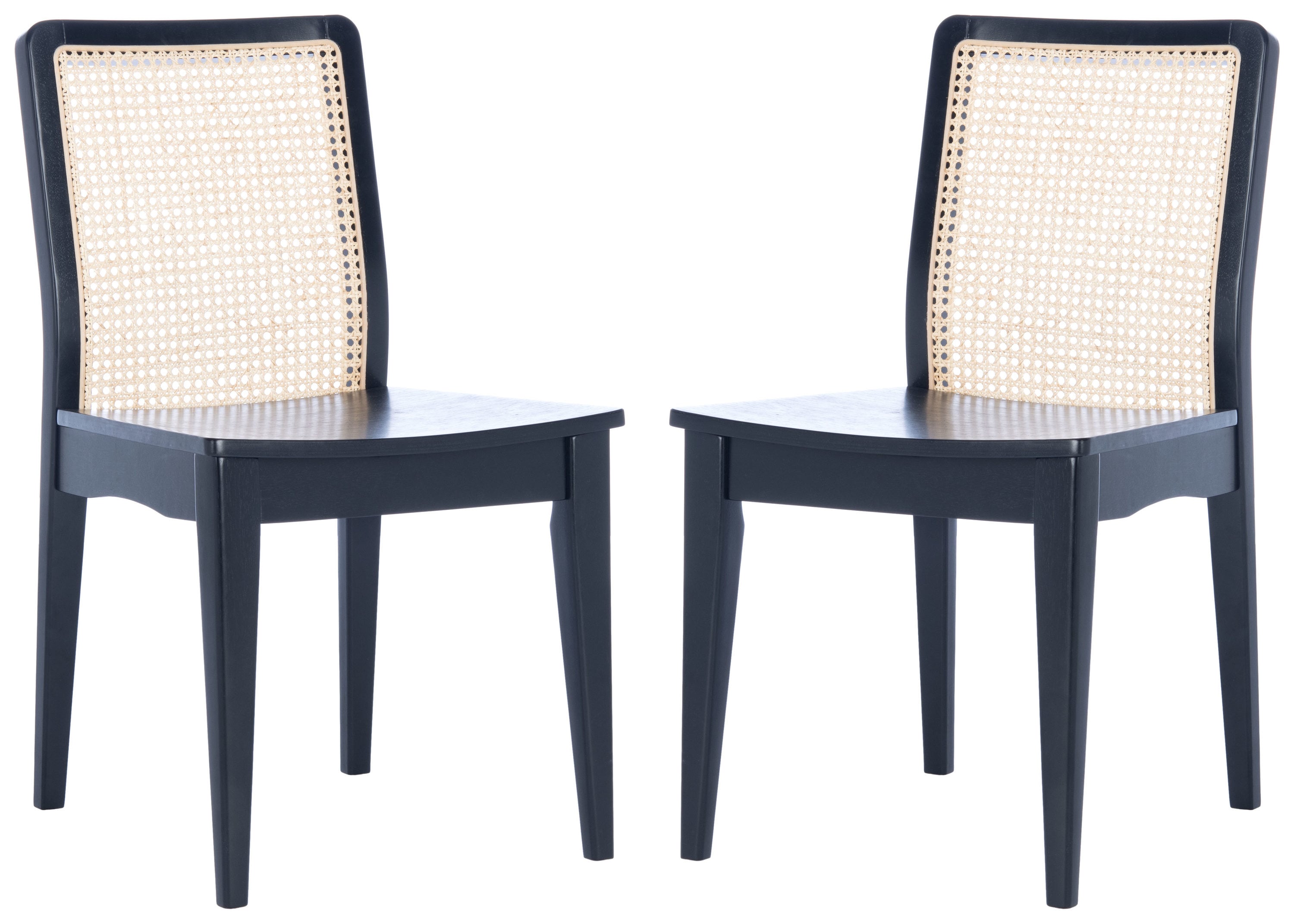 Safavieh Reinhardt Rattan Dining Chair - Set of 2 Black / Grey