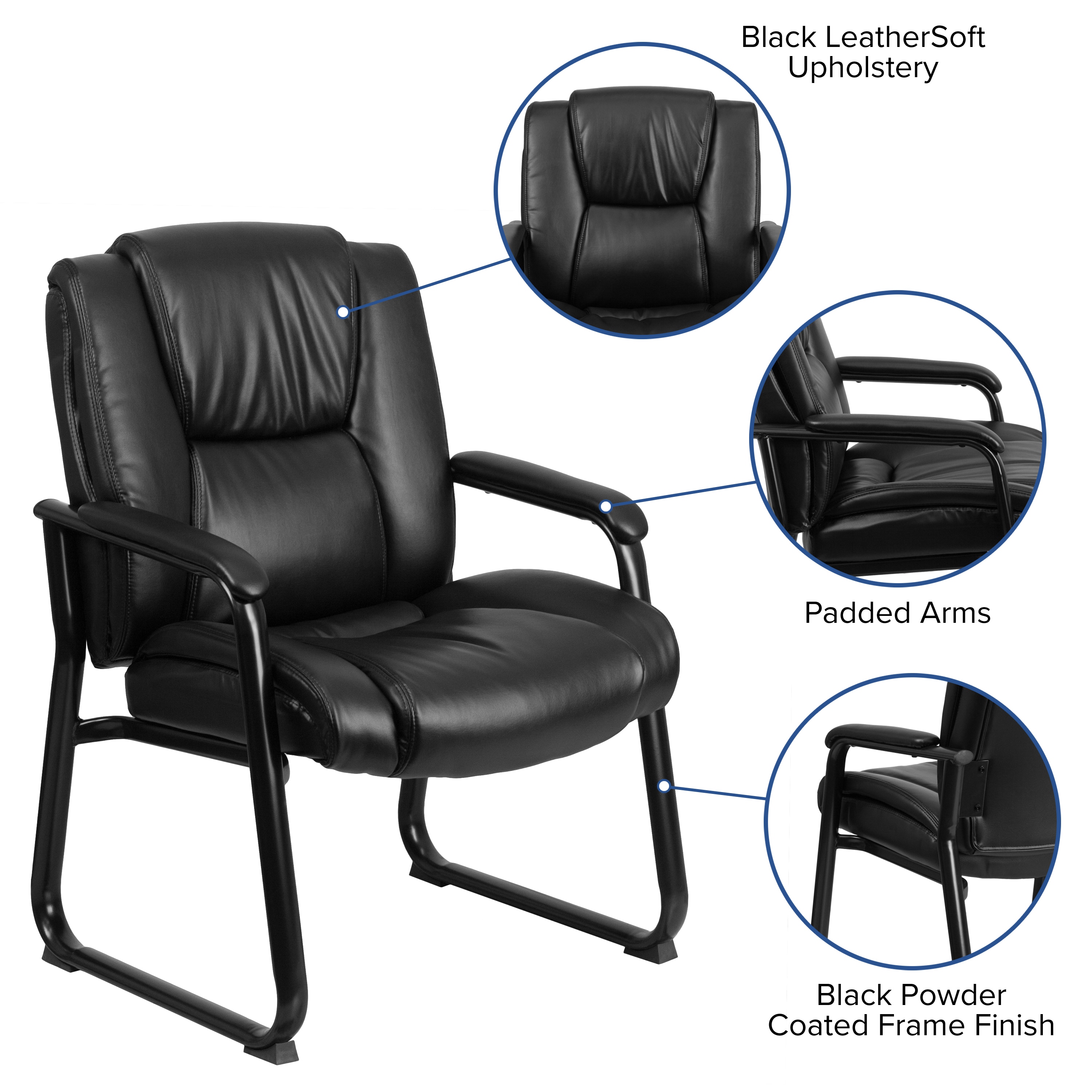 Black LeatherSoft Executive Sled Base Office Chair
