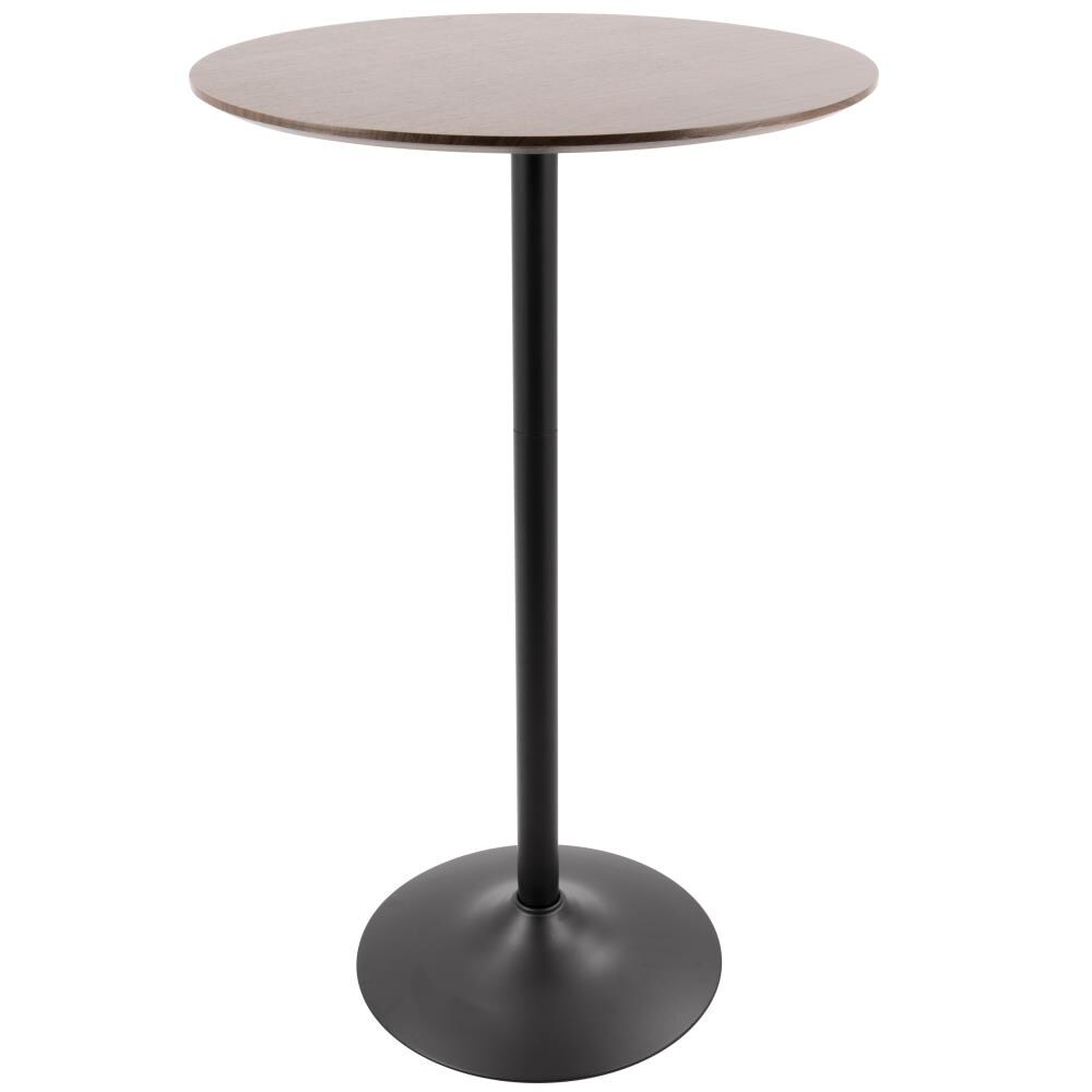 LumiSource TB-PEB BK+WL Pebble Black Metal, Walnut Wood Round Traditional Extending Adjustable Table, Wood with Black Metal Pedestal Base 42.5-in L x 42.5-in H