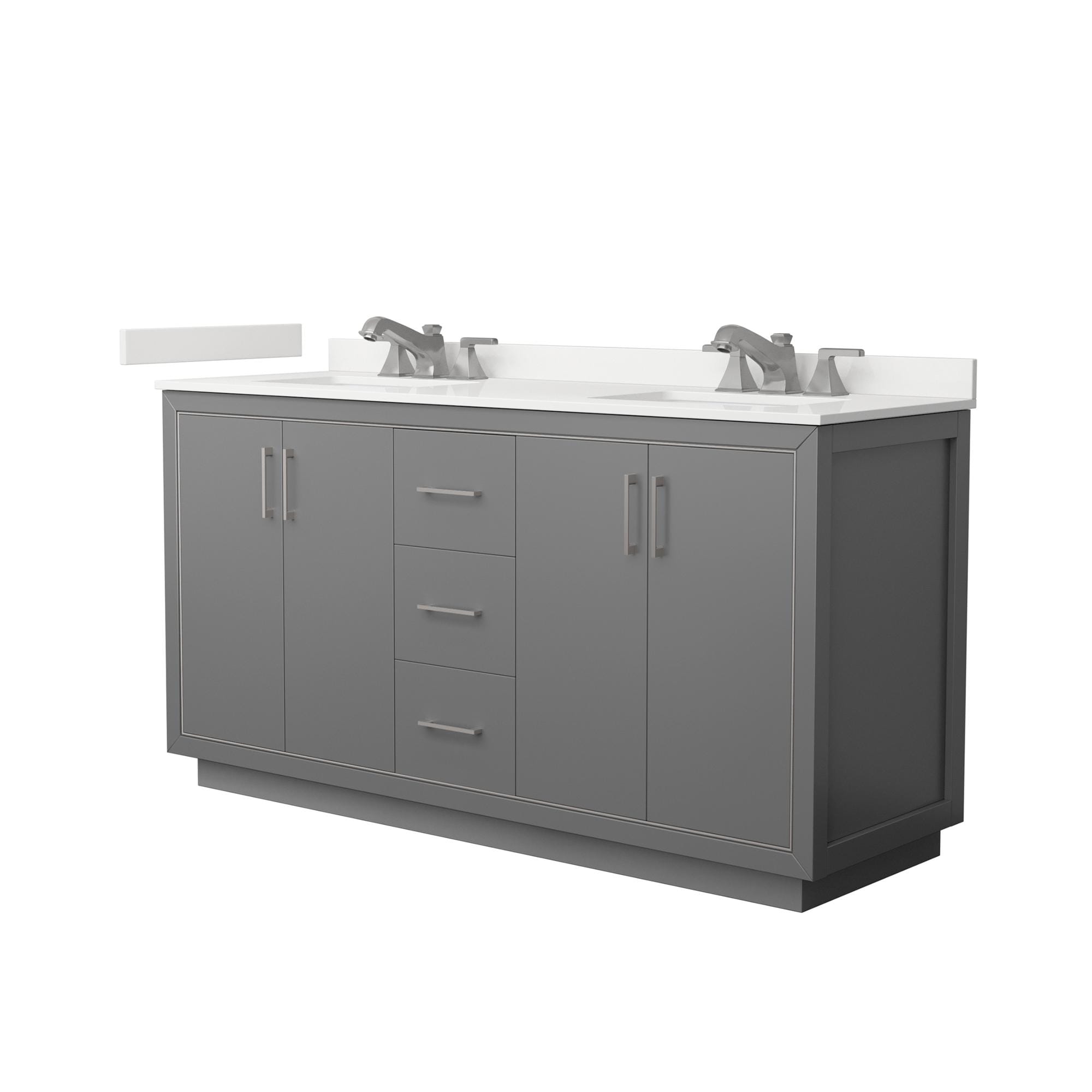 Wyndham Collection WCF111166DKGWQUS3MXX Icon 66-in Dark Gray Undermount Double Sink Bathroom Vanity with White Quartz Quartz Top