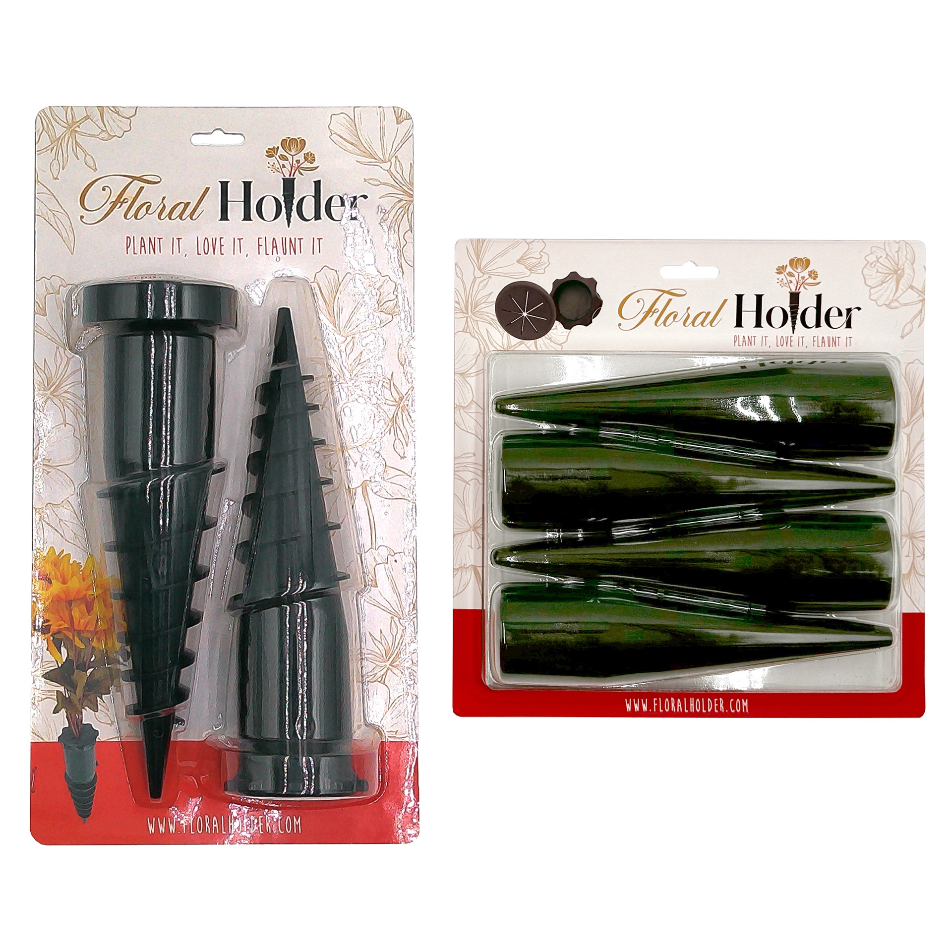  GS225 Make outdoor decorating easy spruce up a campsite add flair to backyards or honor a loved ones resting place Green foam inserts keep floral displays upright and secure Includes 2 ground spikes 6 foam cones 1 drill chuck and 1 drill bit.