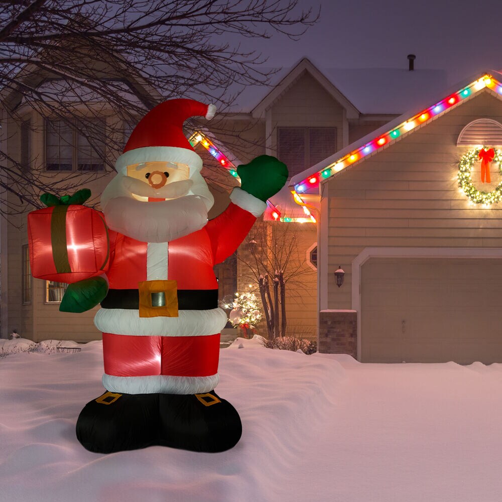 Fraser Hill Farm 10-ft Lighted Santa Christmas Inflatable in the ...