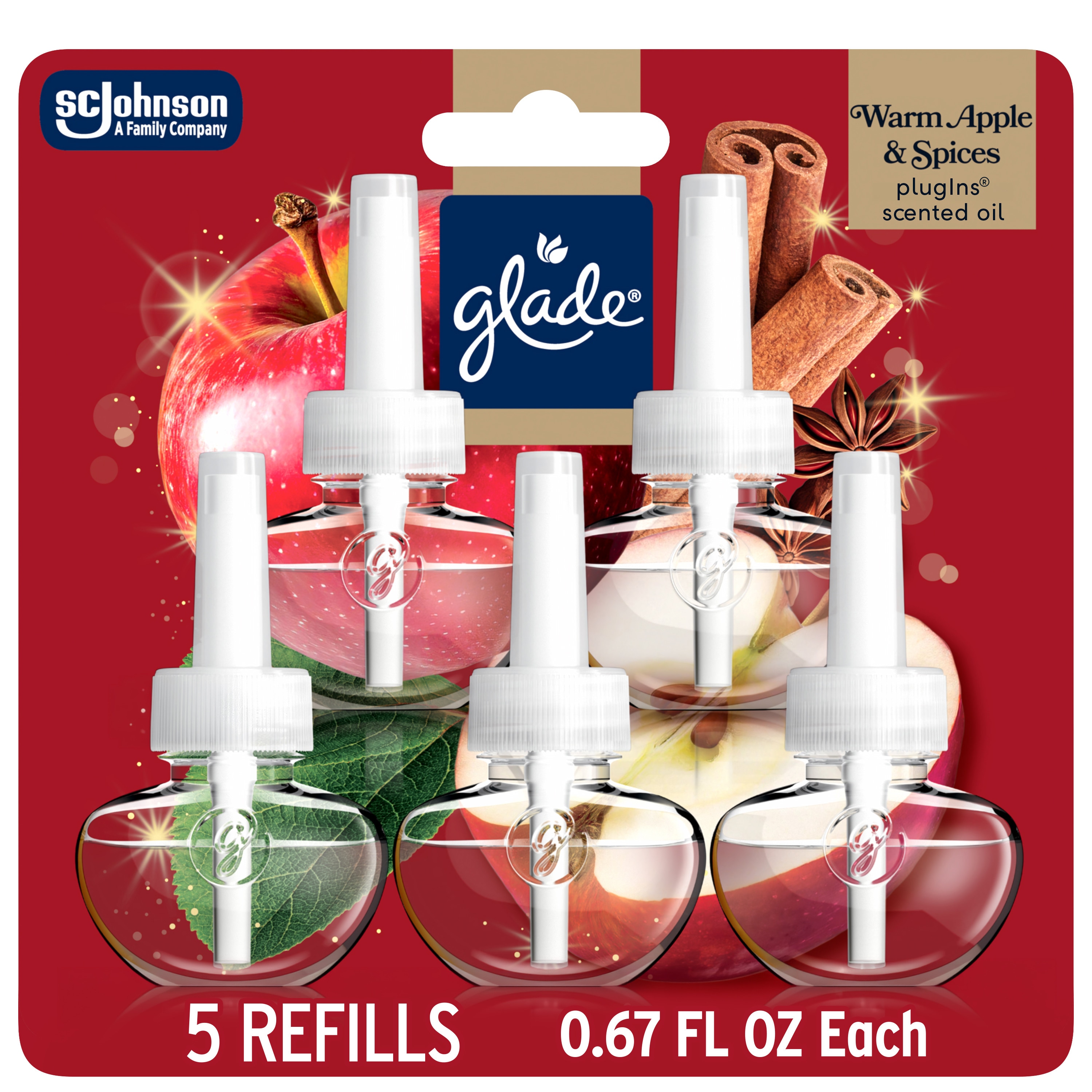 Glade - 0.67 -fl oz Warm Apple and Spices Refill Air Freshener 5 -Pack