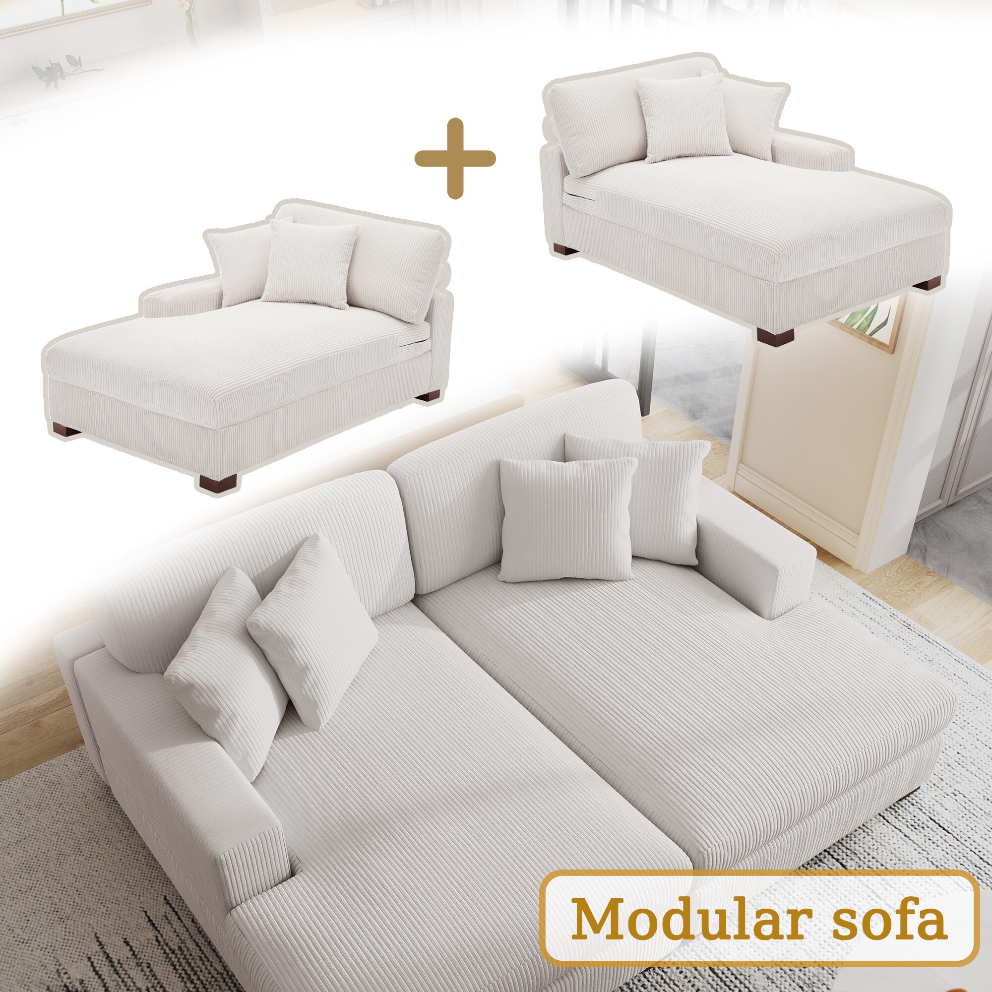 Dreamsidea CS7-BEI-CL-CR Sofas-Loveseats - View #8