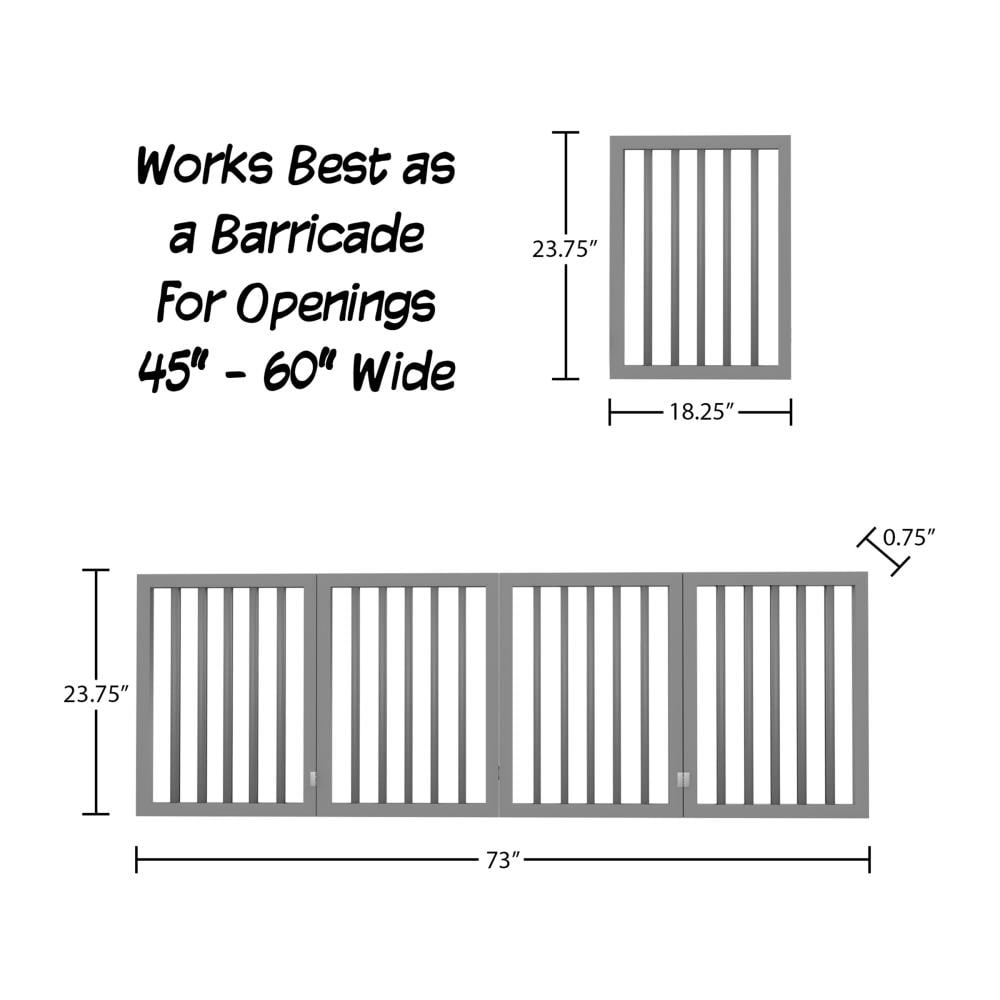 Gray Freestanding Four-Panel Composite Wood Pet Gate