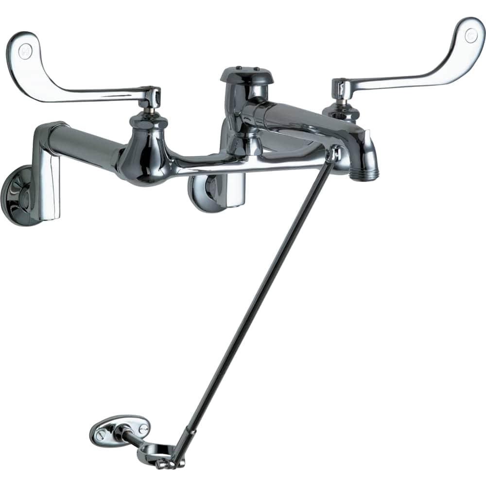 Chicago Faucets  815VB Flushing Rim Utility Faucet with Atmospheric Vacuum Breaker Spout, Pail Hook, Flush Valve Pipe Support and Elbow Blade Handles