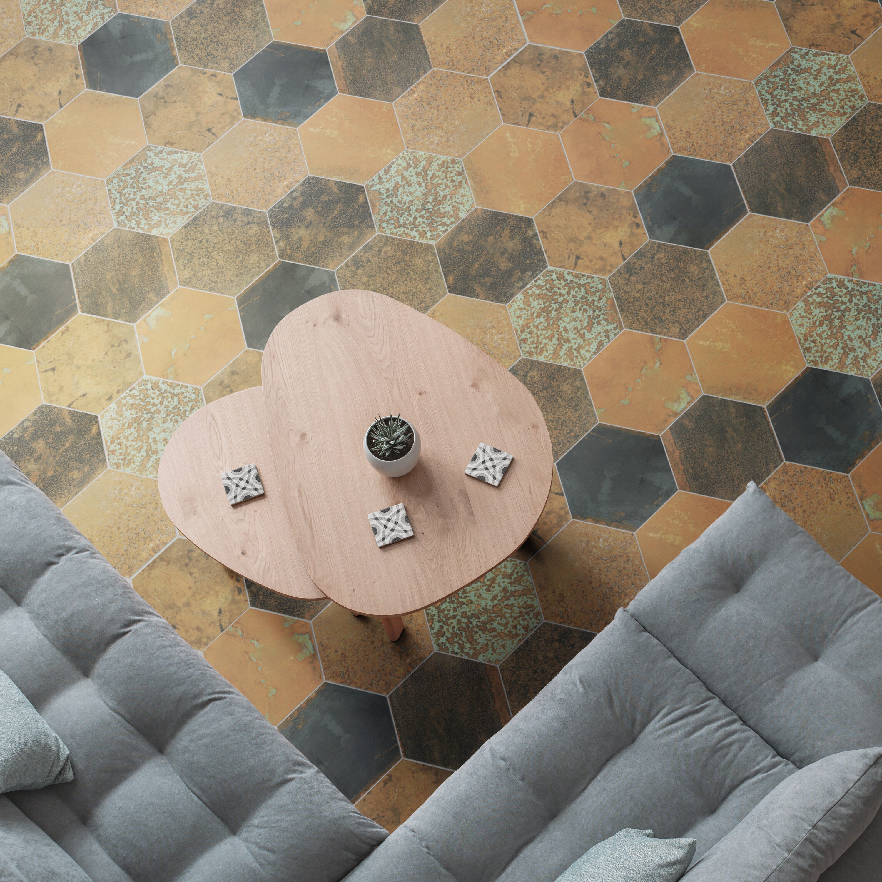 Maheno Hex 9.88" x 8.63" Matte Porcelain Wall & Floor Tile